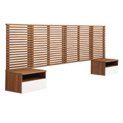 Render Wall Mount King Headboard and Modern Nightstands - Walnut