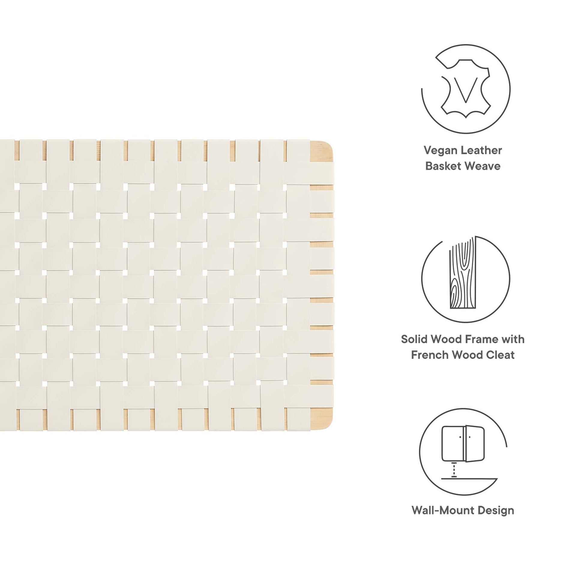 Sparta Weave Wall-Mount Vegan Leather Headboard - Natural Brown