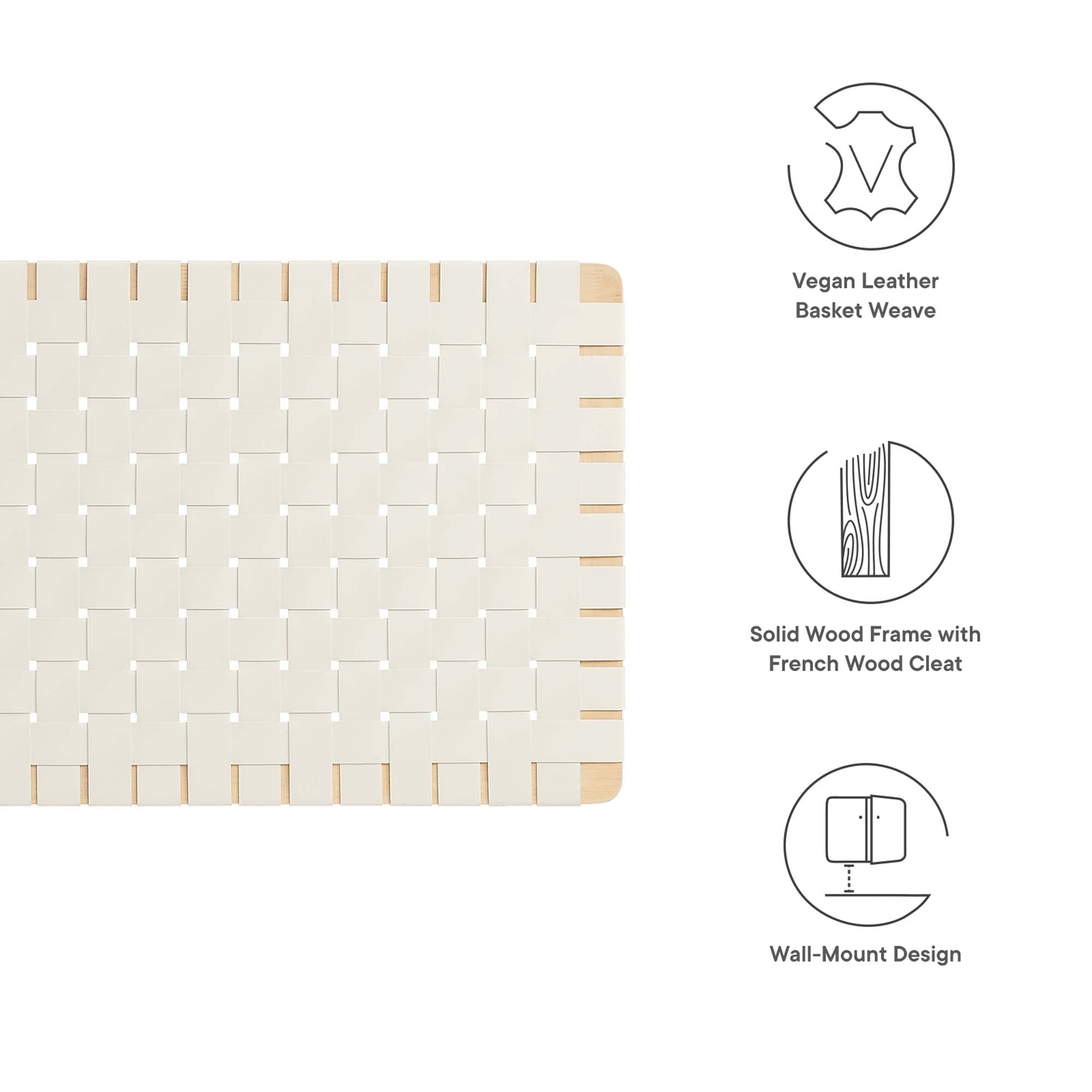 Sparta Weave Wall-Mount Vegan Leather Headboard - Natural Brown