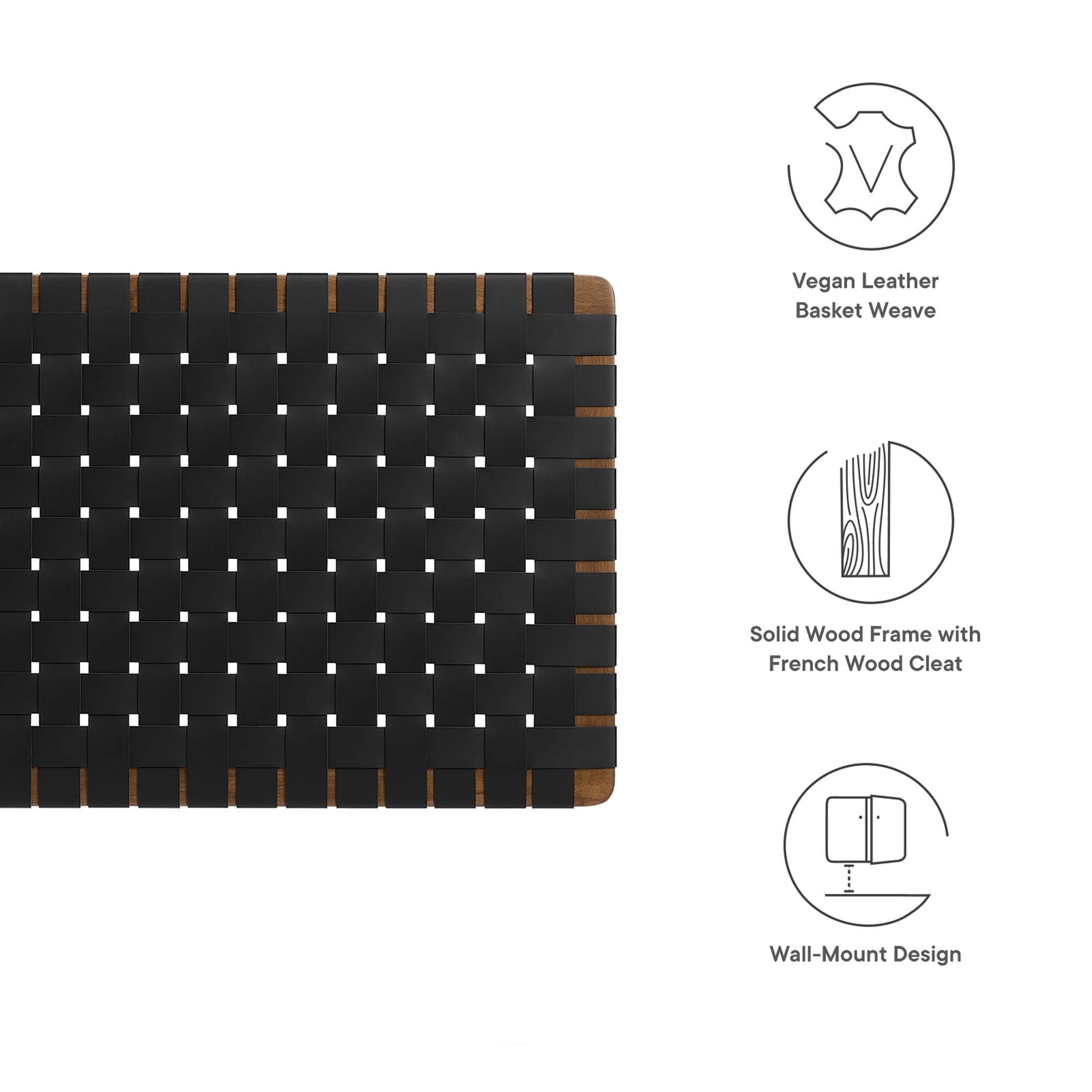 Sparta Weave Wall-Mount Vegan Leather Headboard