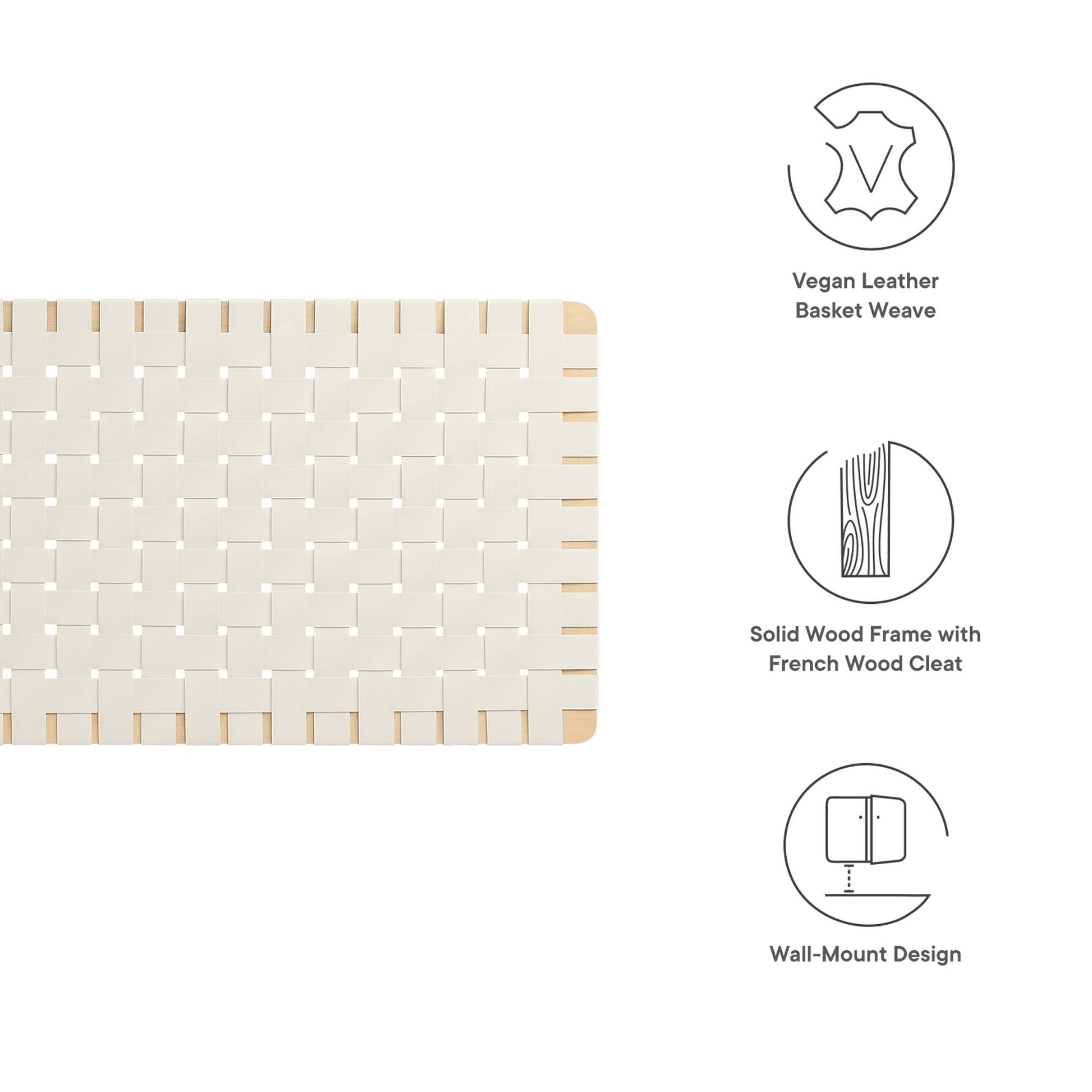 Sparta Weave Vegan Leather Full Headboard - Natural Brown