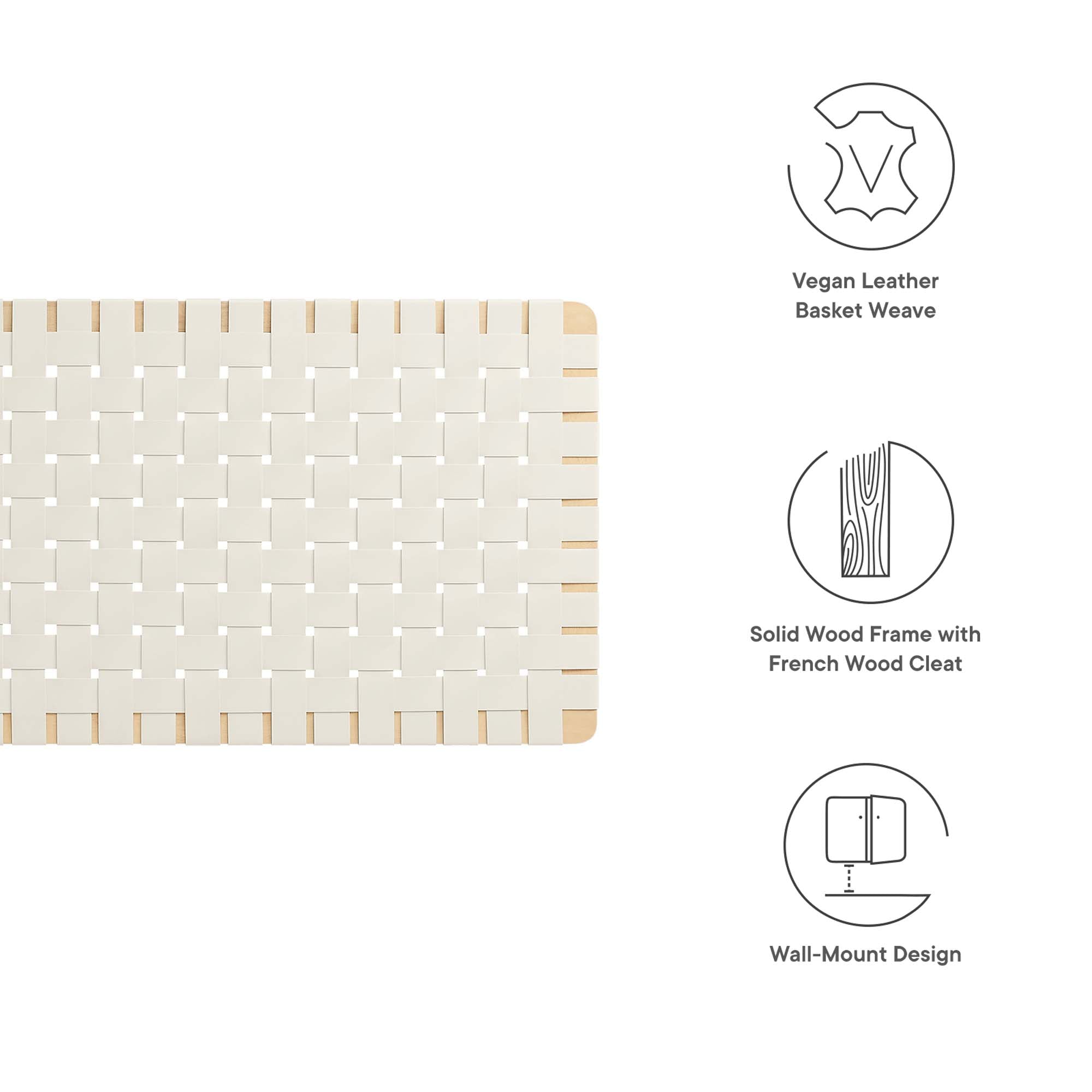 Sparta Weave Vegan Leather Full Headboard - Natural Brown
