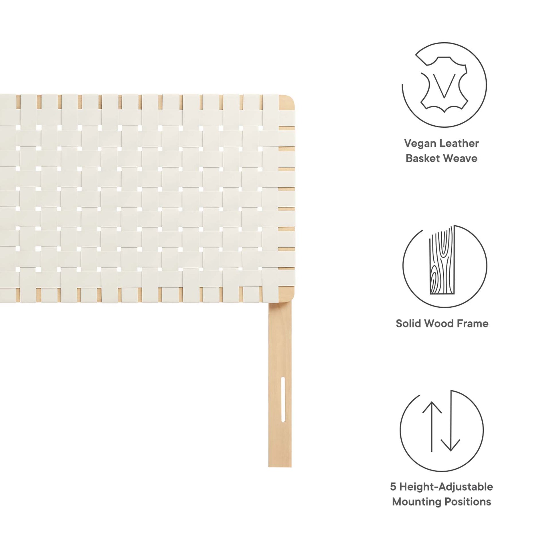 Sparta Weave Vegan Leather Full Headboard - Natural Brown