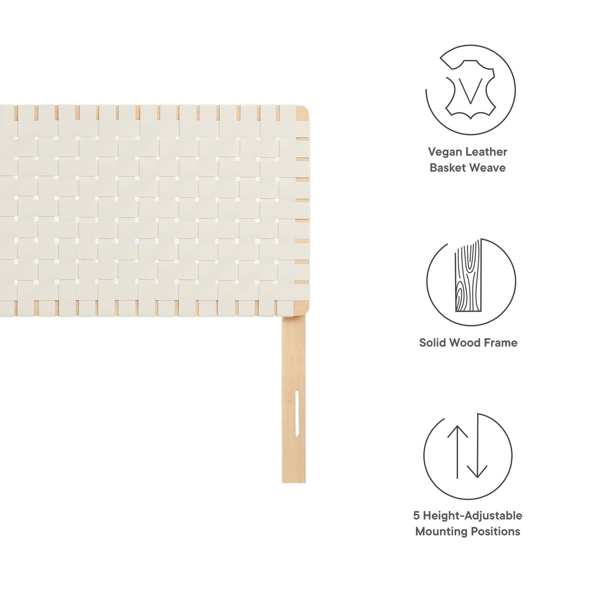 Sparta Weave Vegan Leather Queen Headboard - Natural Brown