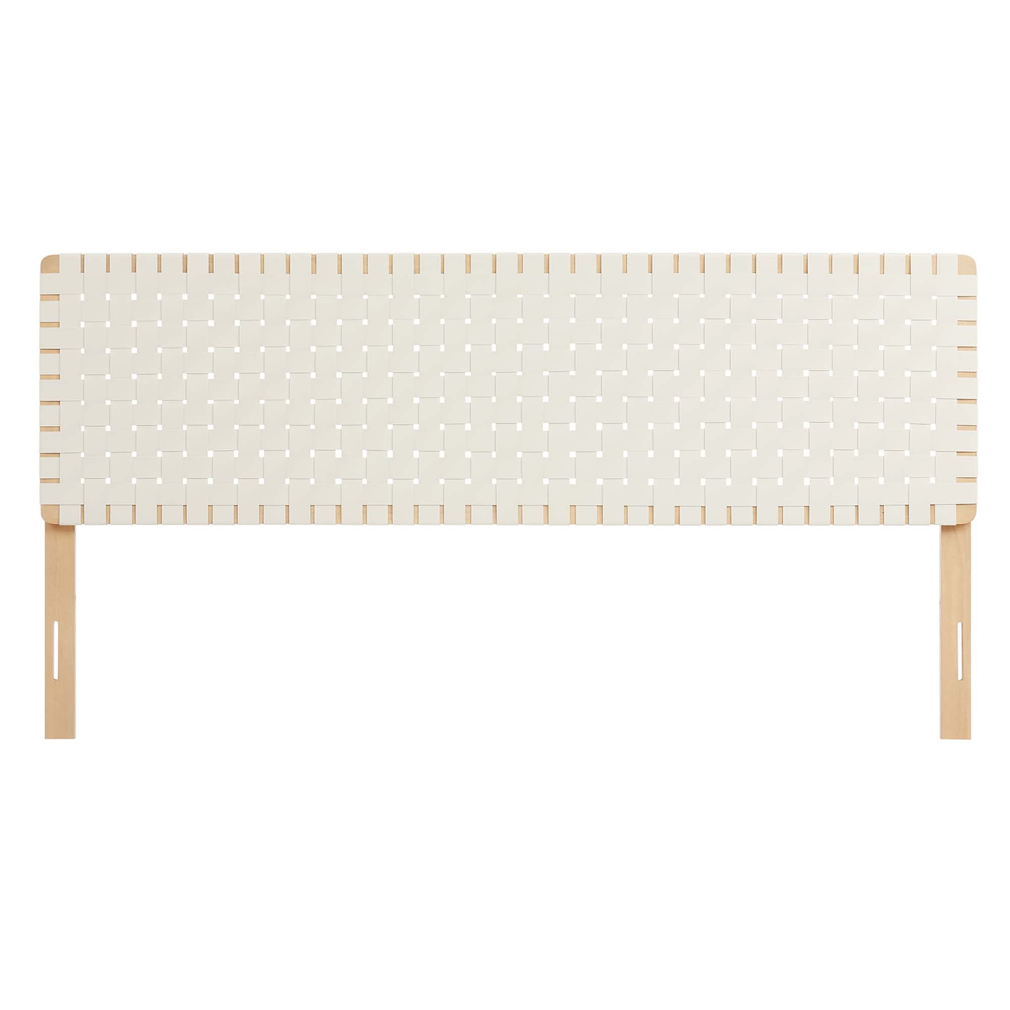 Sparta Weave Vegan Leather King Headboard - Walnut Brown