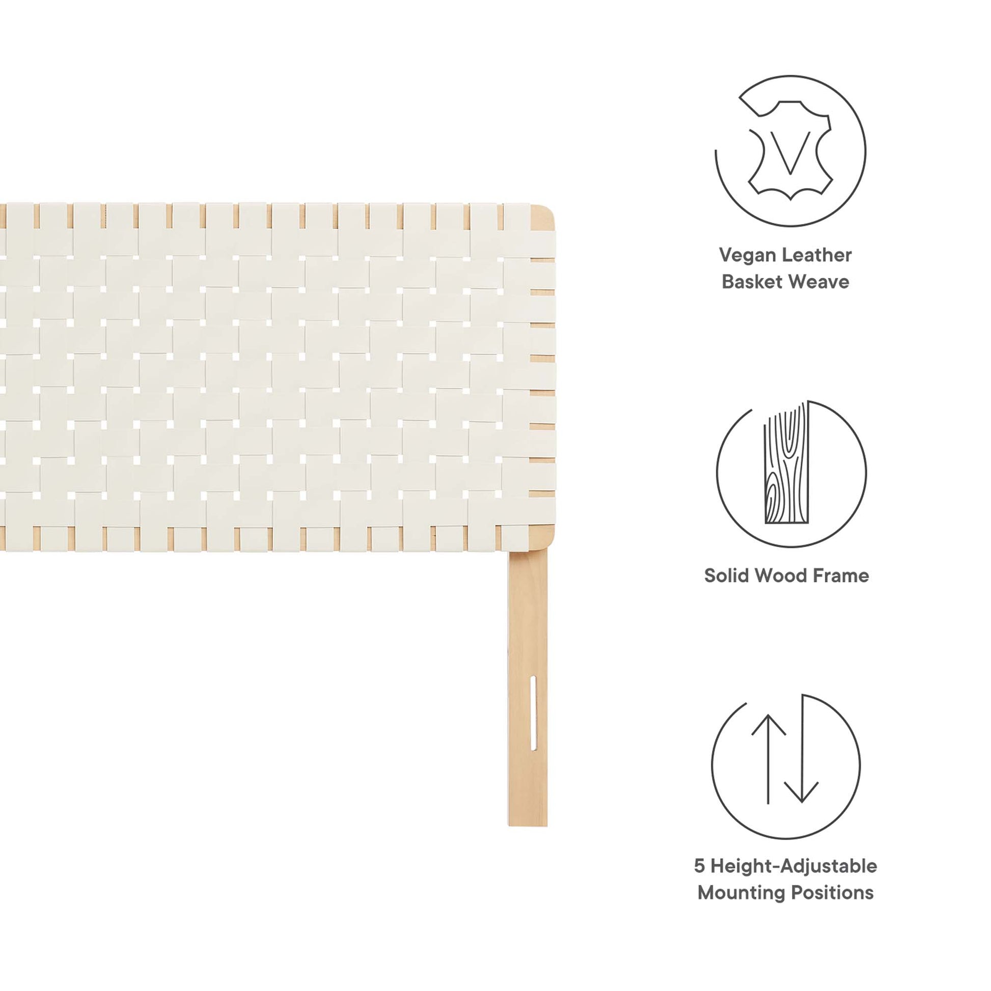 Sparta Weave Vegan Leather King Headboard - Natural Brown