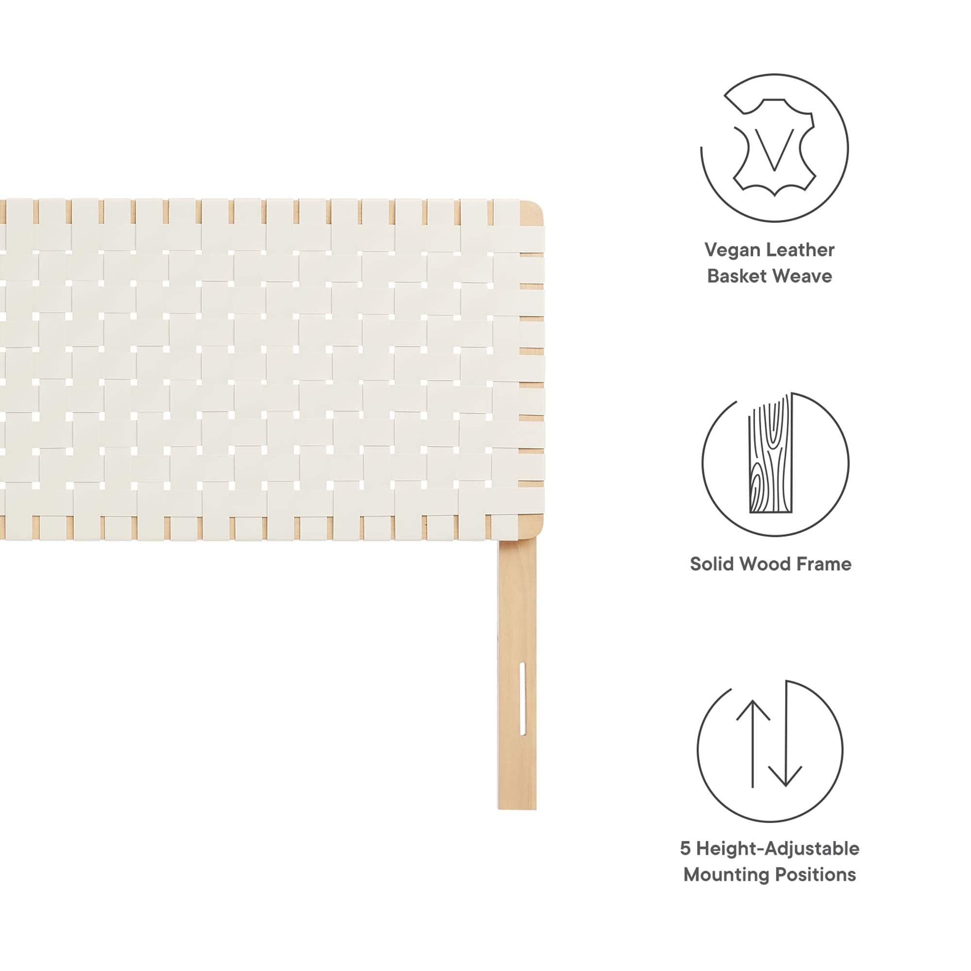 Sparta Weave Vegan Leather King Headboard - Natural Brown