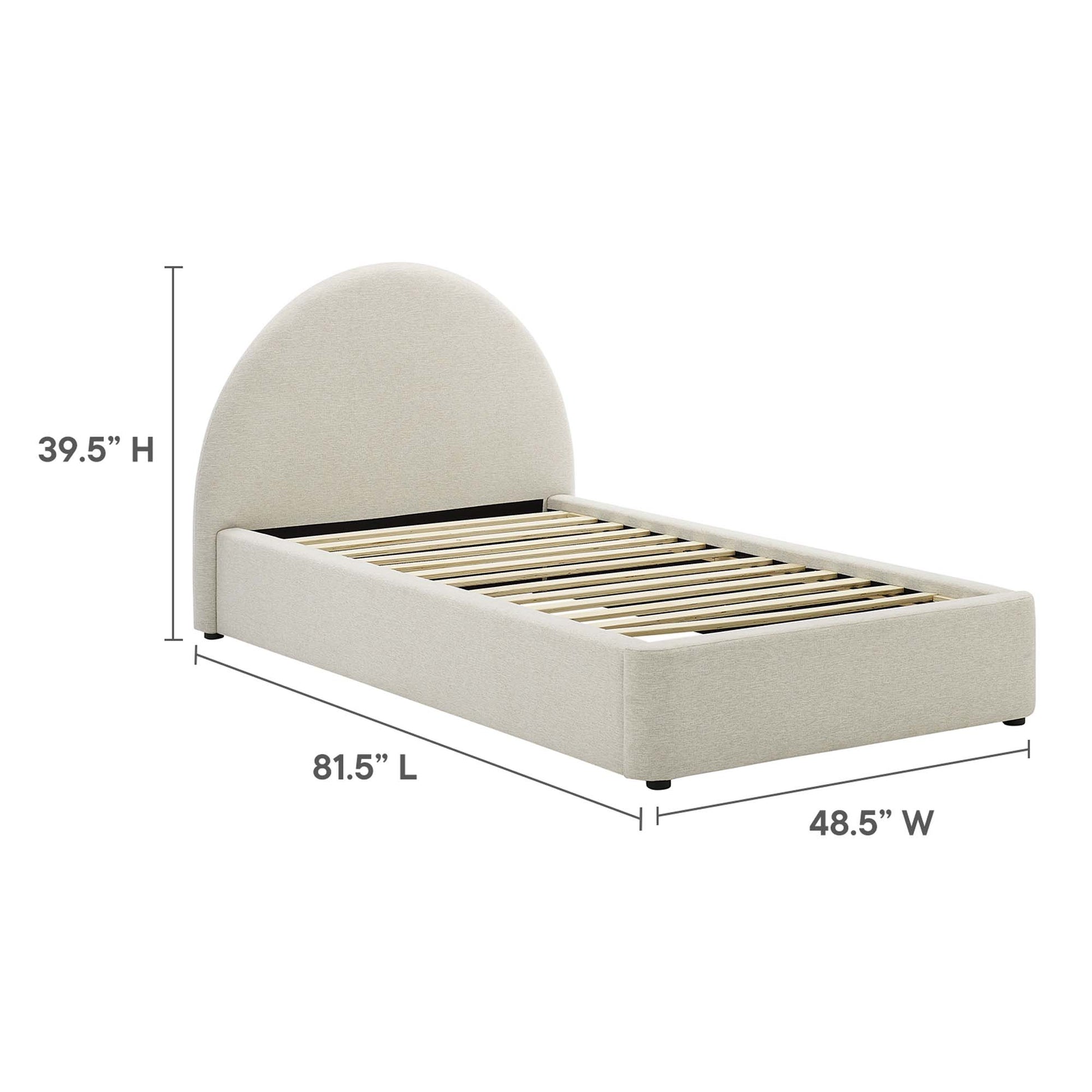 Resort Upholstered Fabric Arched Round Platform Bed - Heathered Weave Light Gray