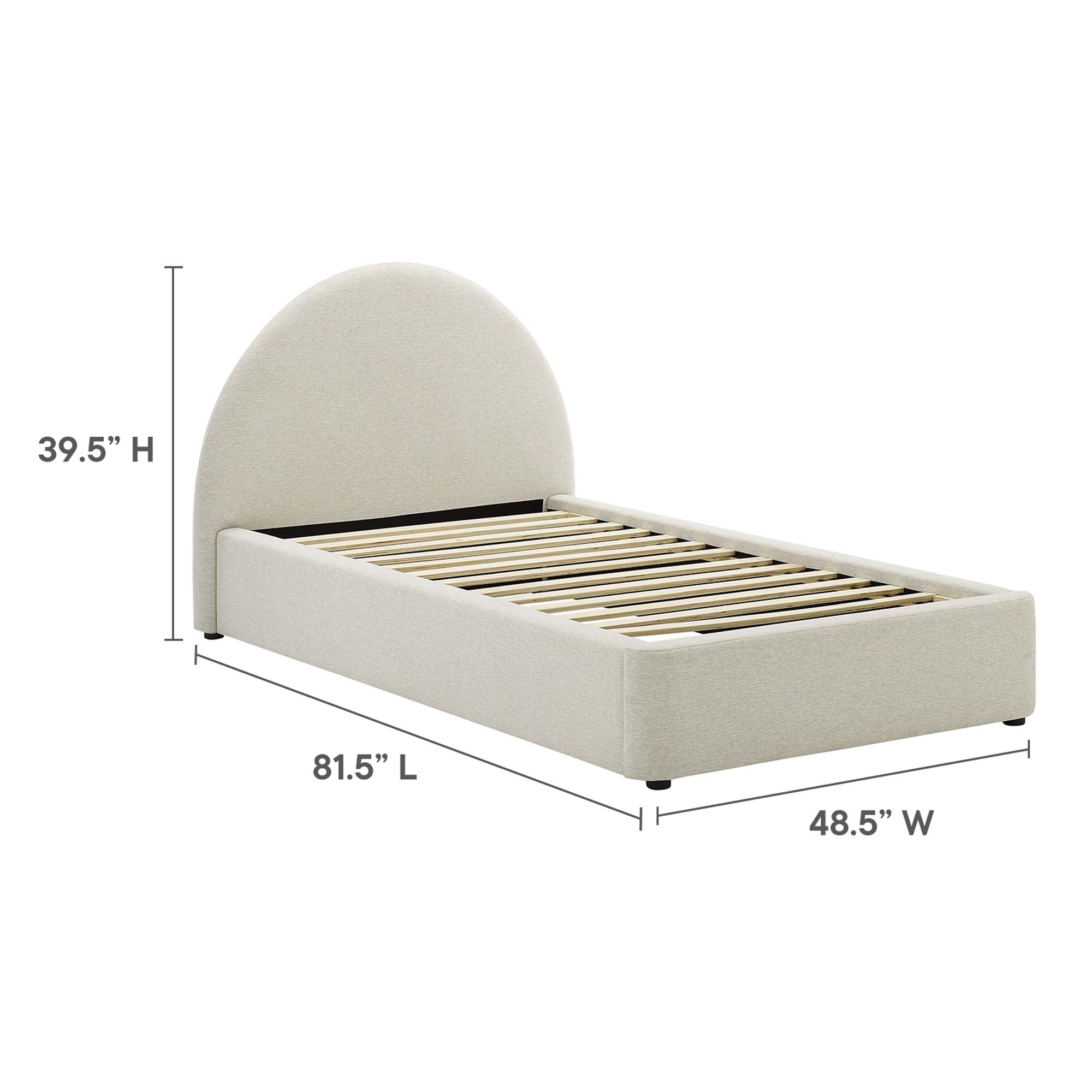 Resort Upholstered Fabric Arched Round Platform Bed - Heathered Weave Light Gray