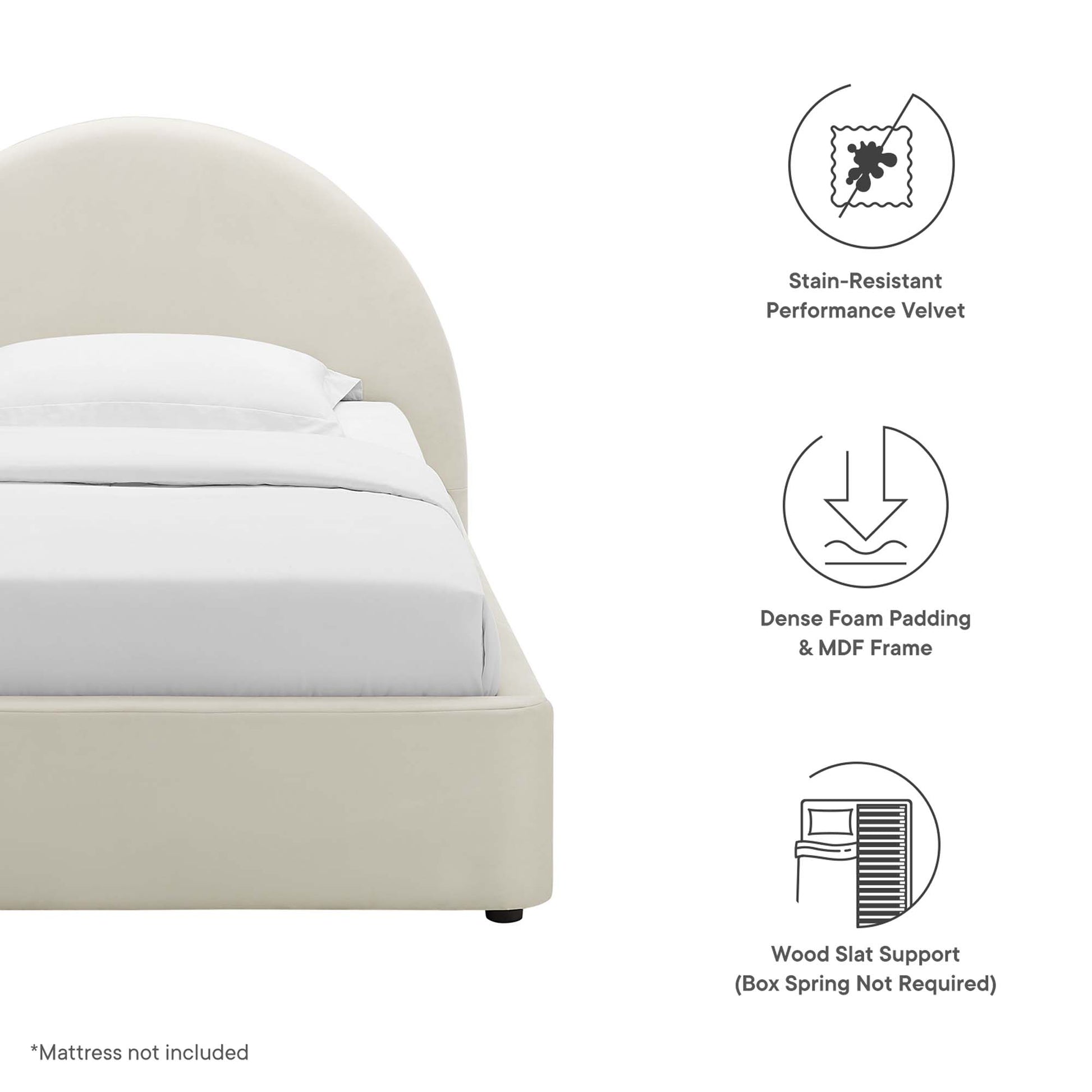 Resort Performance Velvet Arched Round Platform Bed