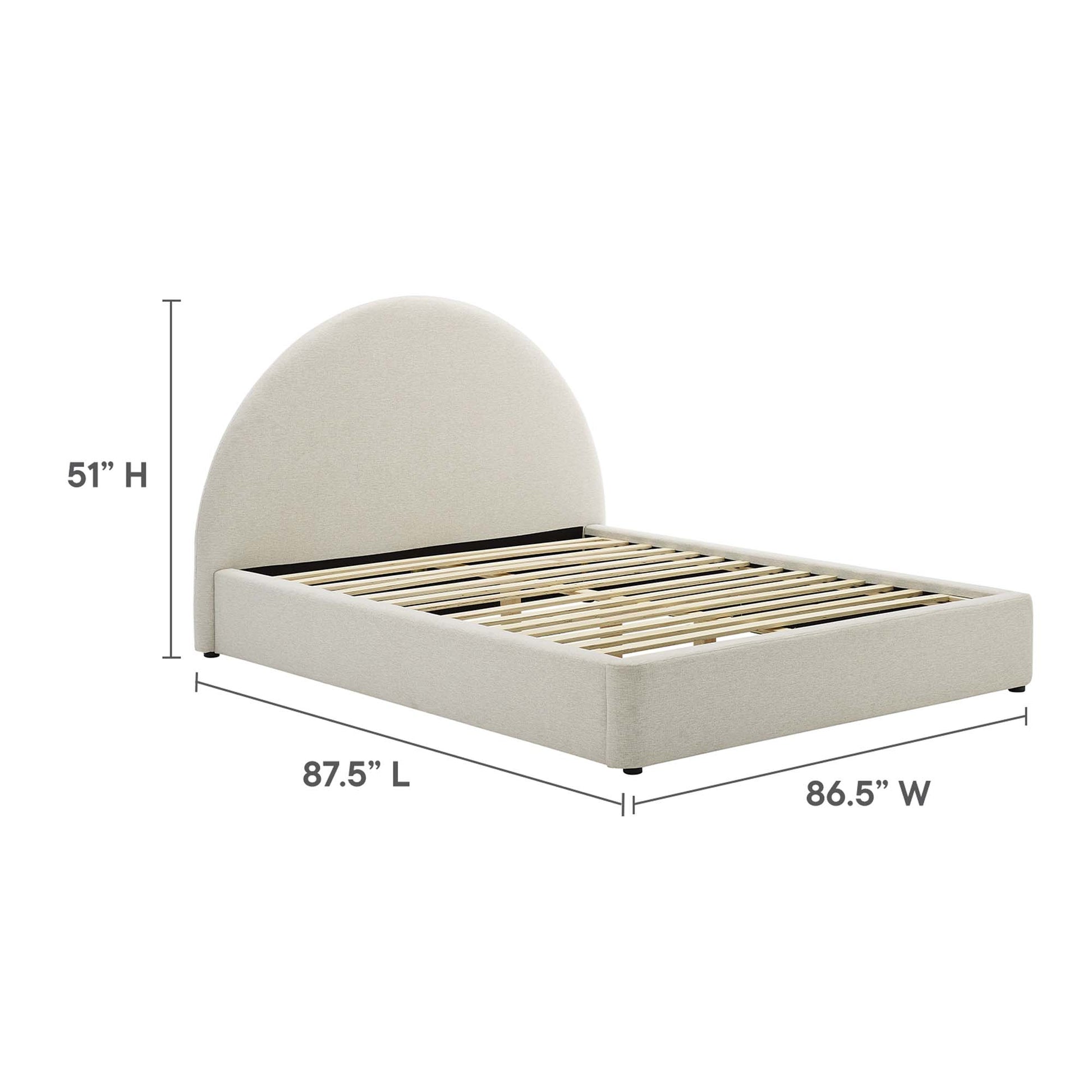 Resort Upholstered Fabric Arched Round King Platform Bed - Heathered Weave Light Gray