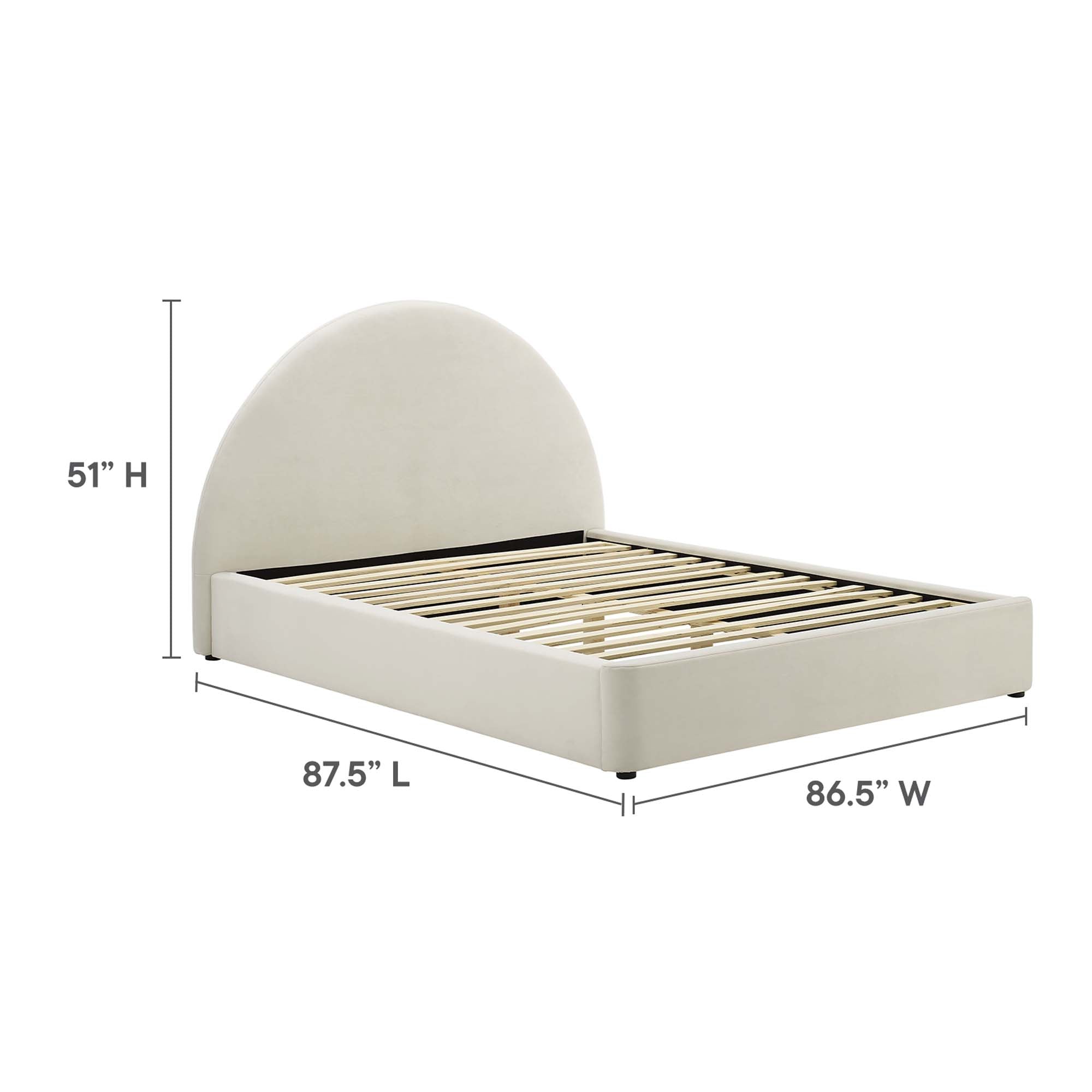 Resort Performance Velvet Arched Round King Platform Bed - Taupe