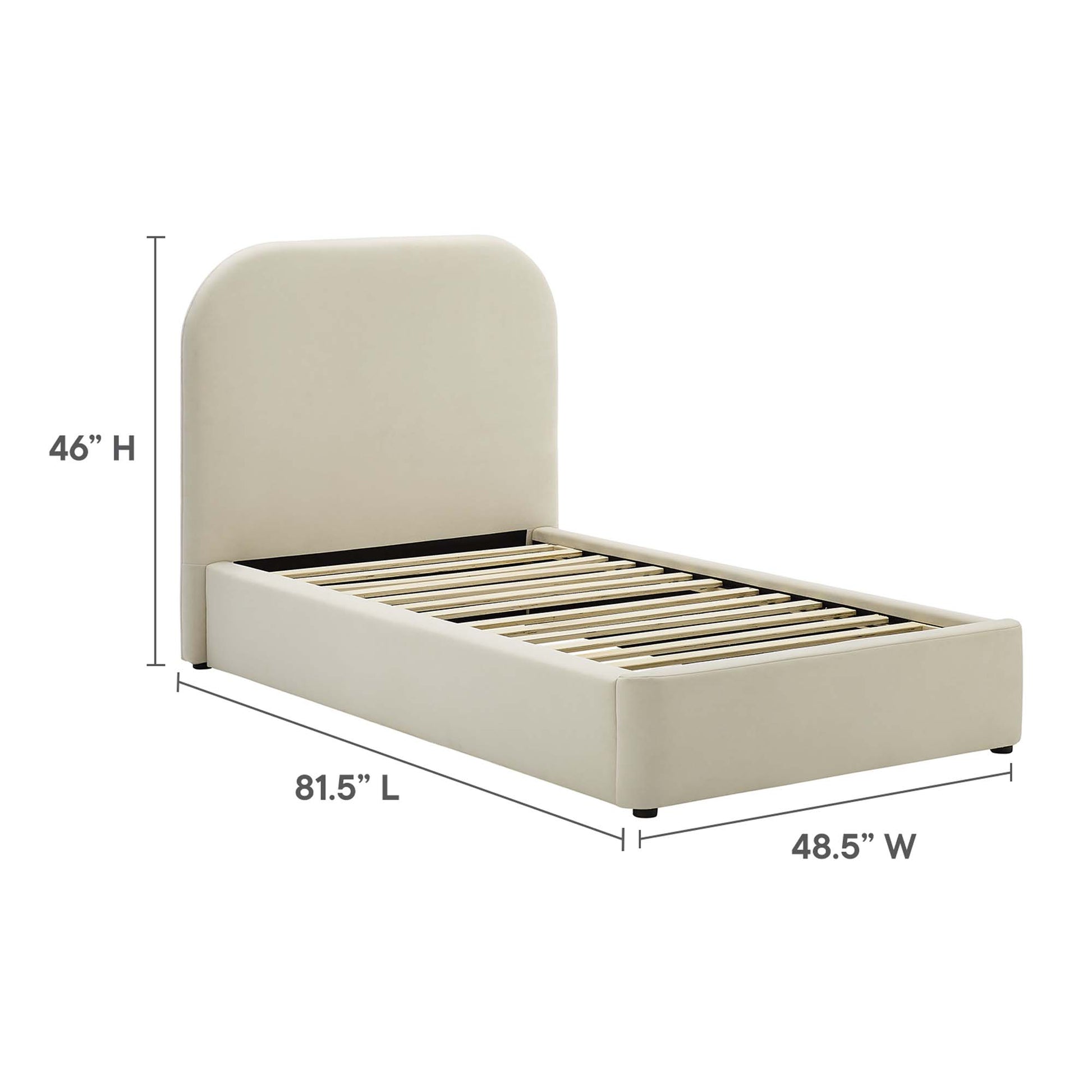 Keynote Performance Velvet Curved Platform Bed - Taupe