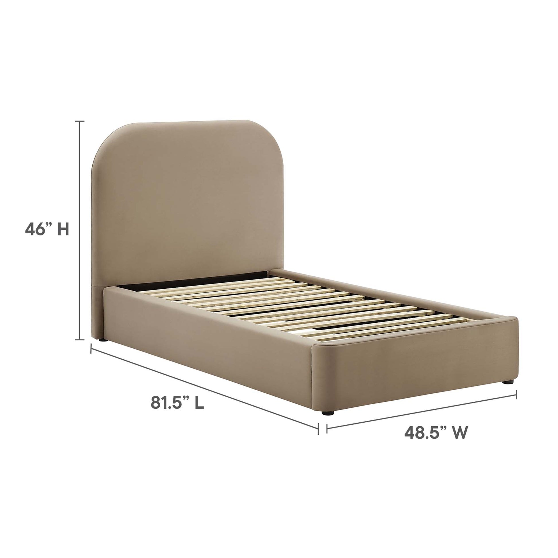 Keynote Performance Velvet Curved Platform Bed