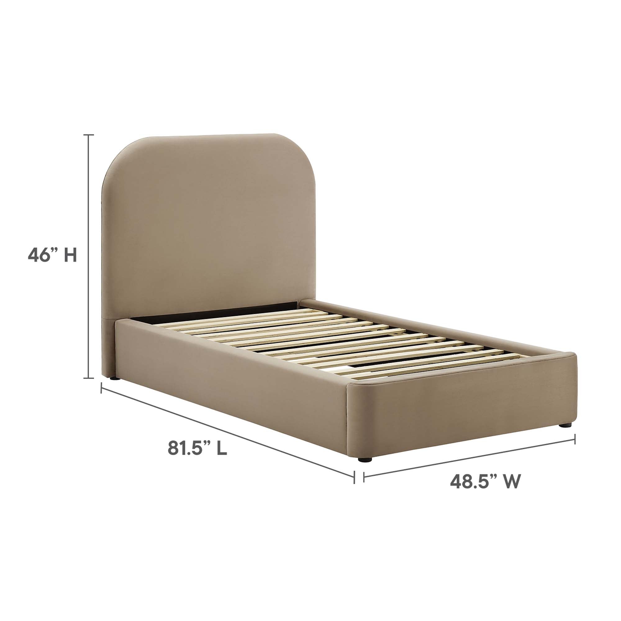 Keynote Performance Velvet Curved Platform Bed