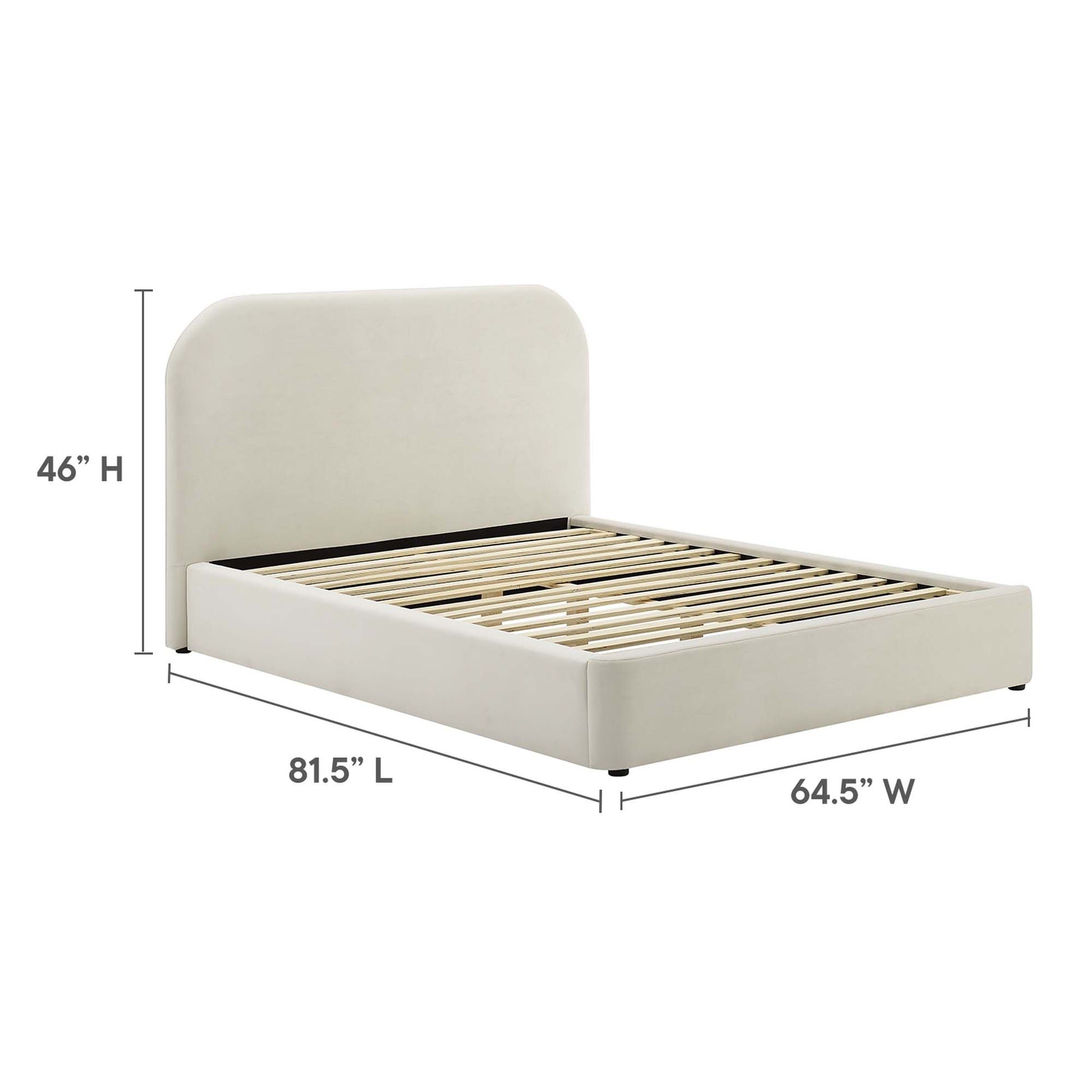 Keynote Performance Velvet Curved Full Platform Bed - Taupe
