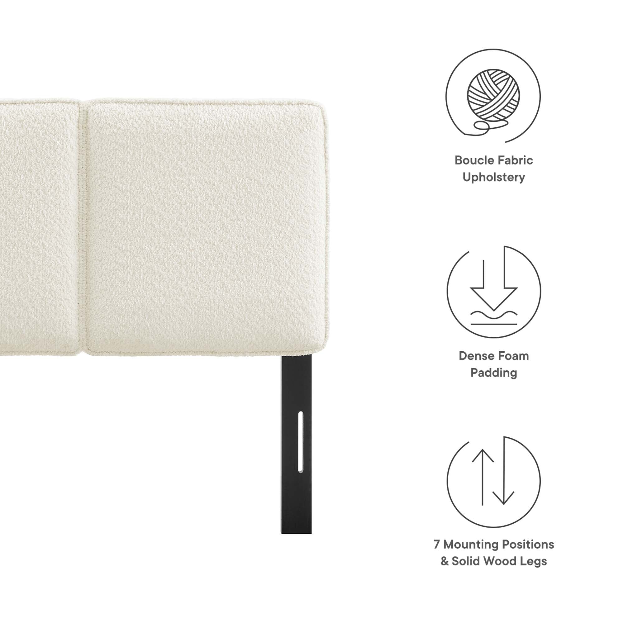 Lindee Boucle Fabric Headboard - Oatmeal