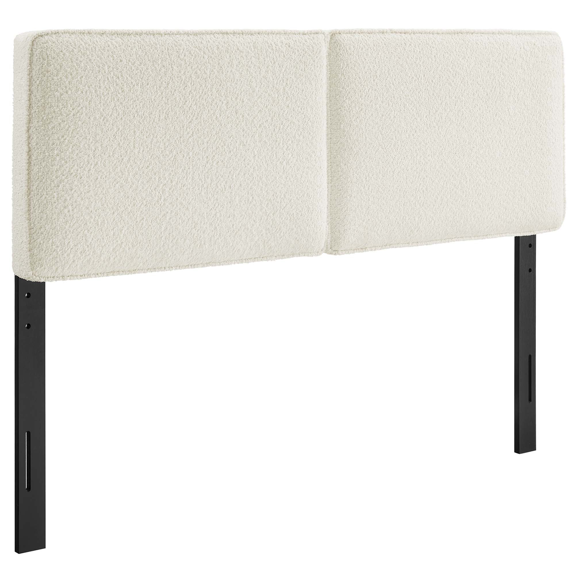 Lindee Boucle Fabric Full Headboard - Cream