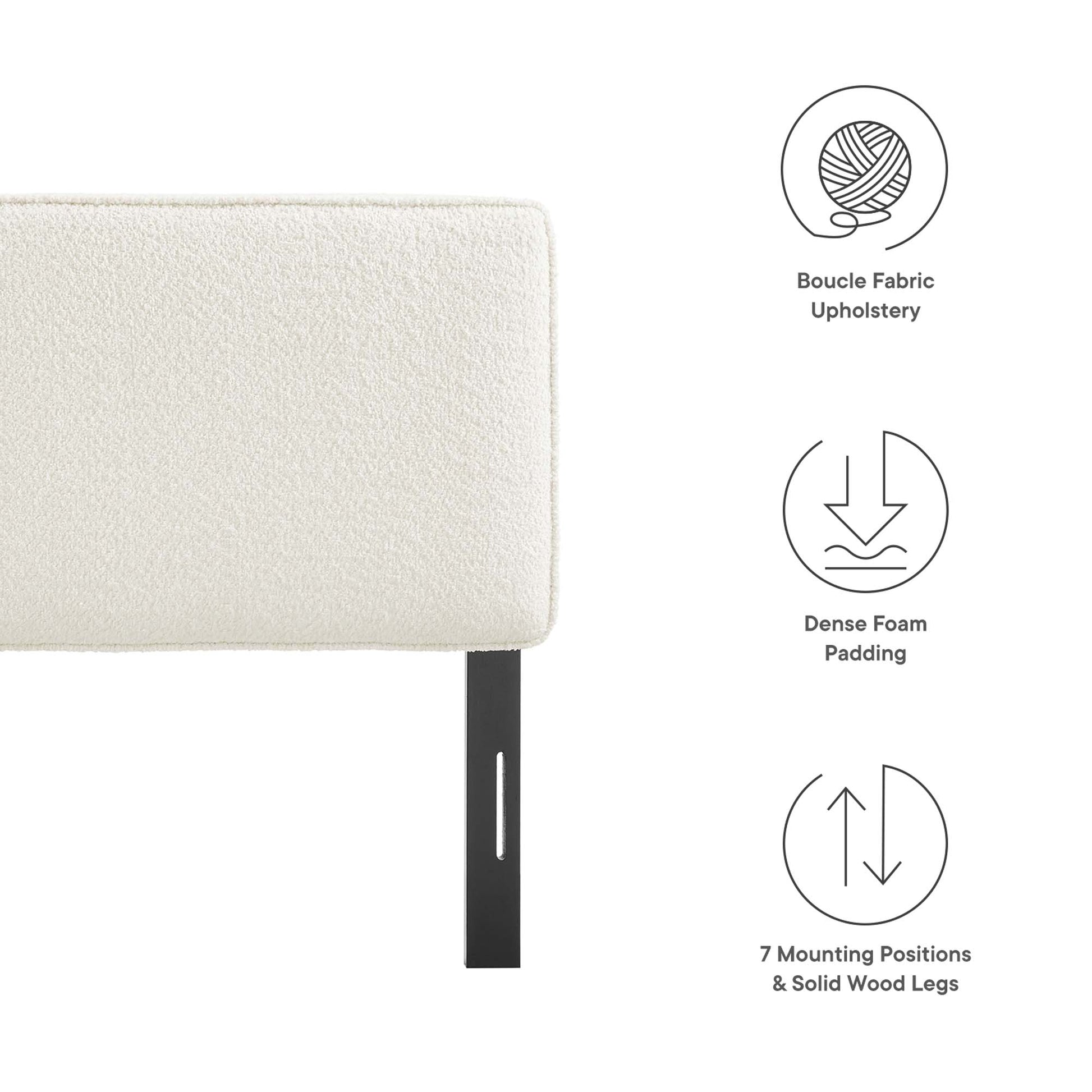 Lindee Boucle Fabric Full Headboard - Oatmeal