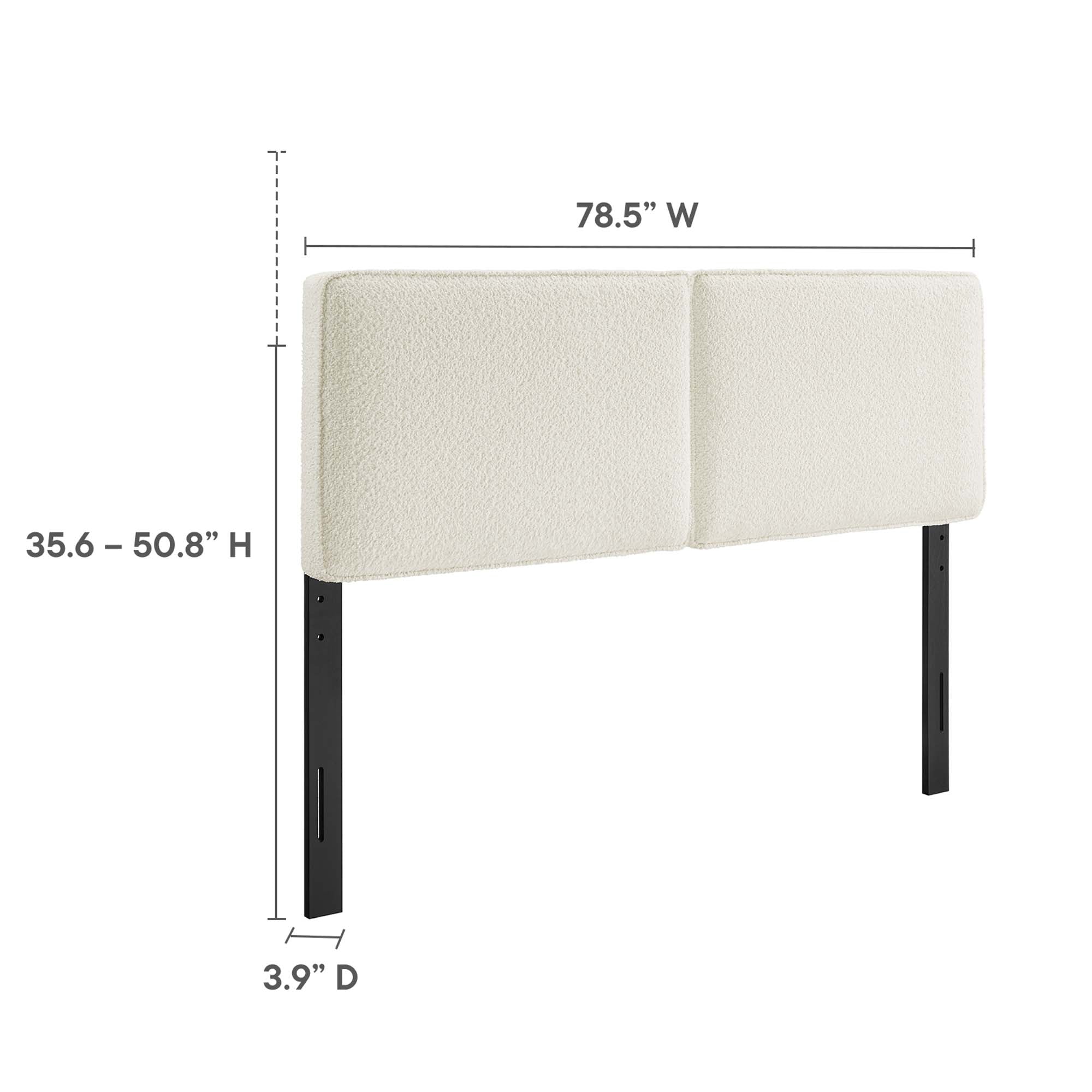 Lindee Boucle Fabric King Headboard - Sage