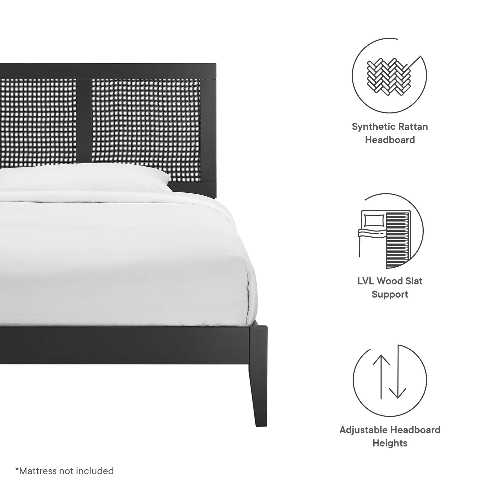 Sirocco Rattan and Wood Platform Bed - Walnut