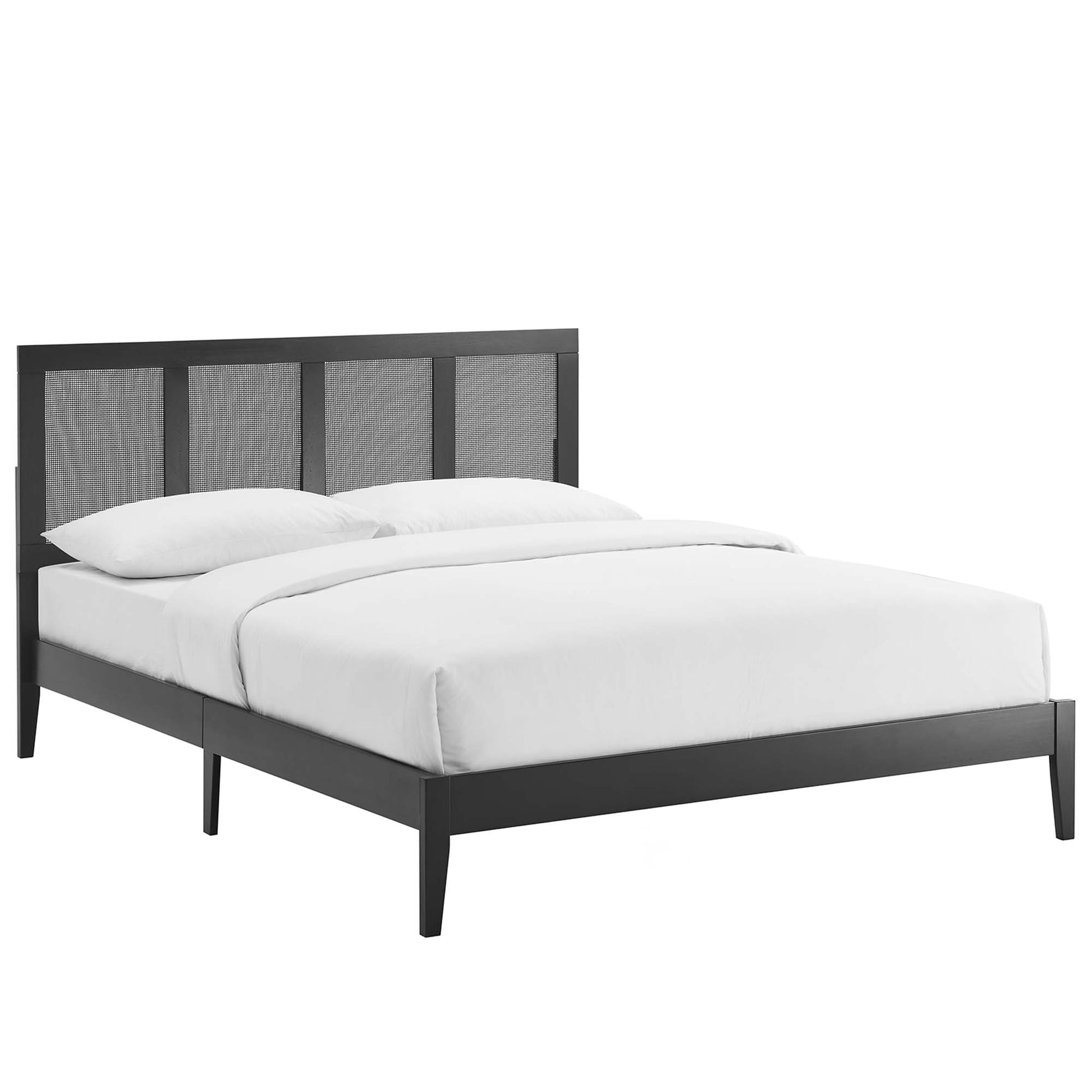 Sirocco Rattan and Wood Queen Platform Bed - Black