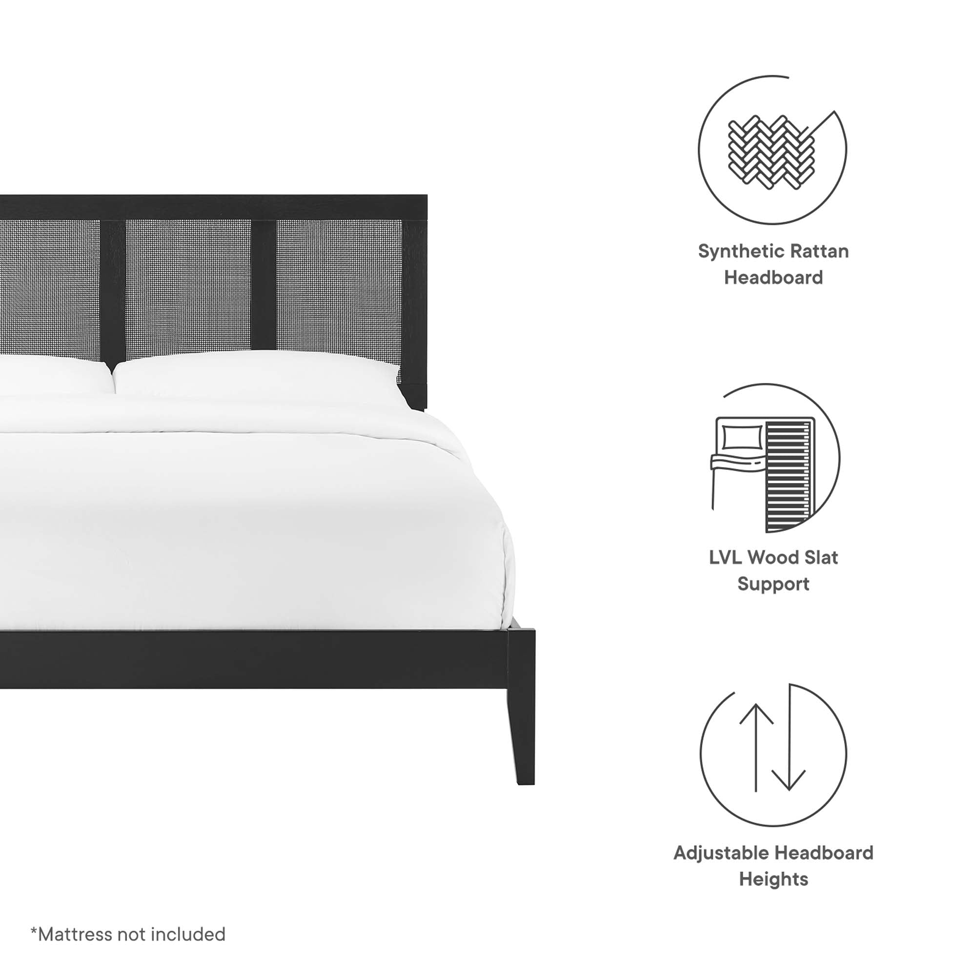 Sirocco Rattan and Wood King Platform Bed - Walnut