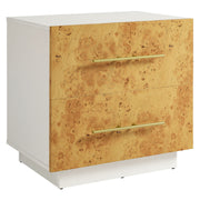 Abel 2-Drawer Burl Wood Nightstand - White Bleached Burl