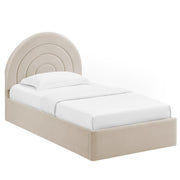 Solana Arched Performance Velvet Platform Bed - Almond