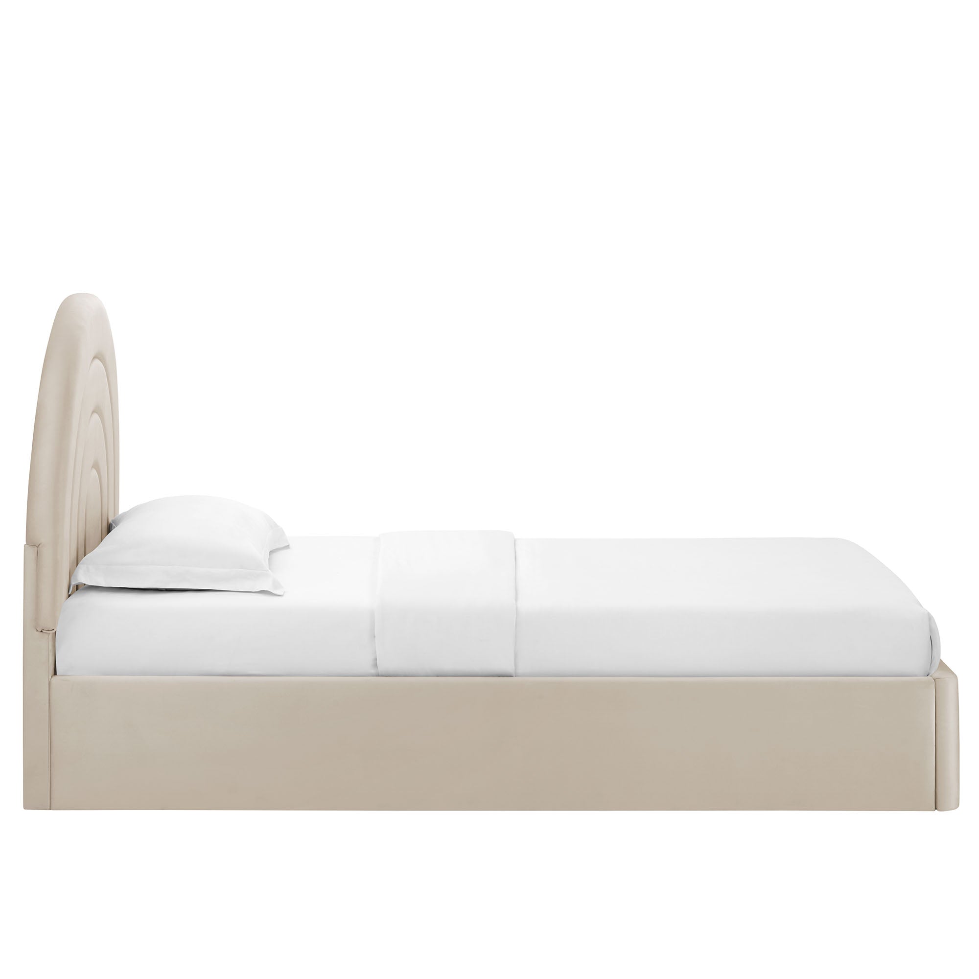 Solana Arched Performance Velvet Platform Bed - Rust