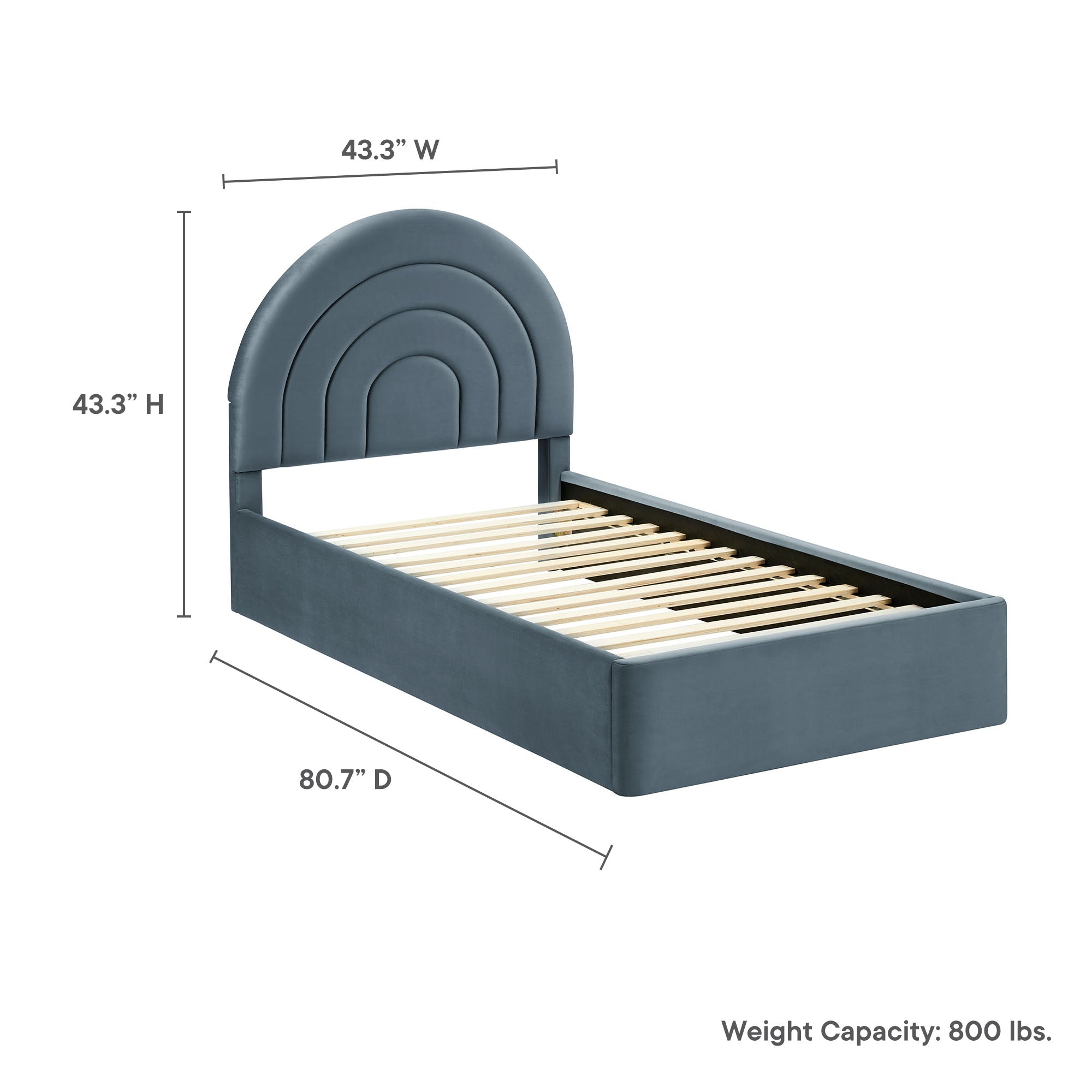 Solana Arched Performance Velvet Platform Bed