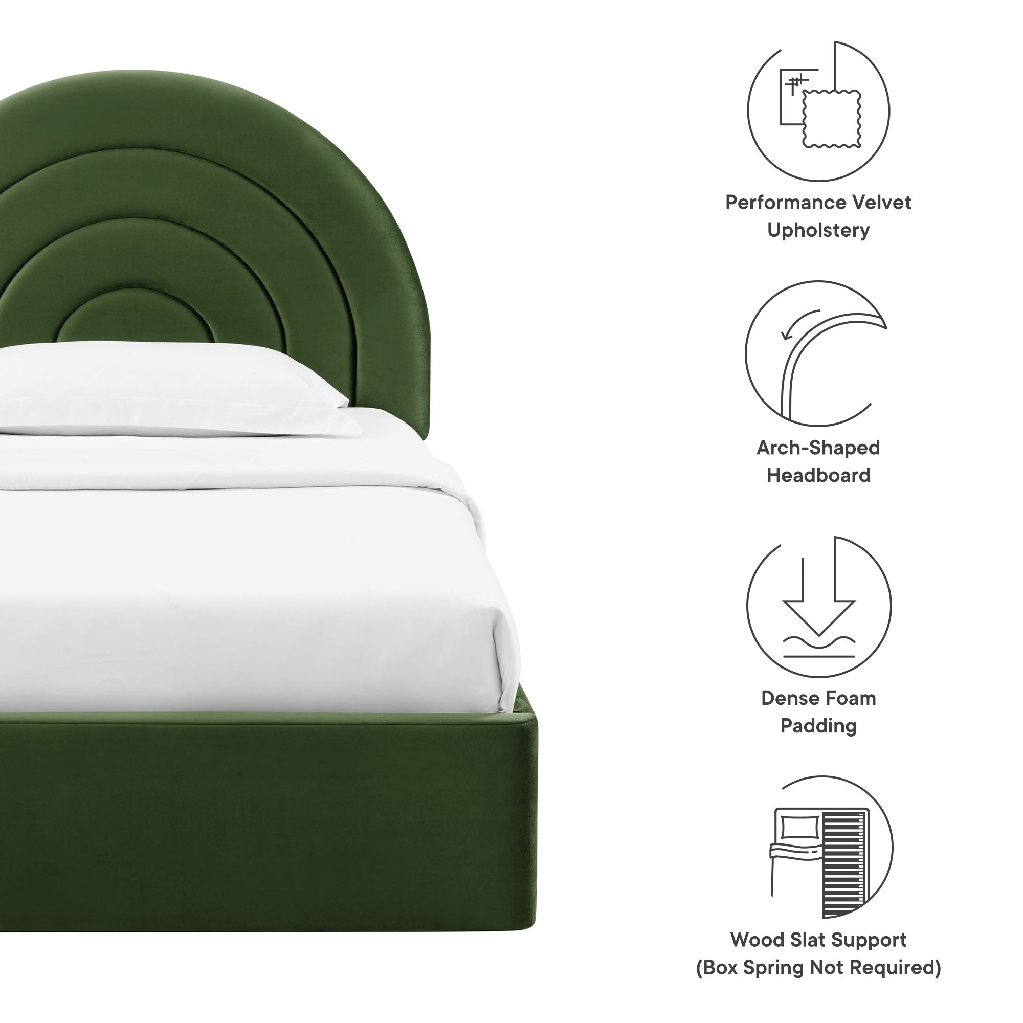 Solana Arched Performance Velvet Platform Bed