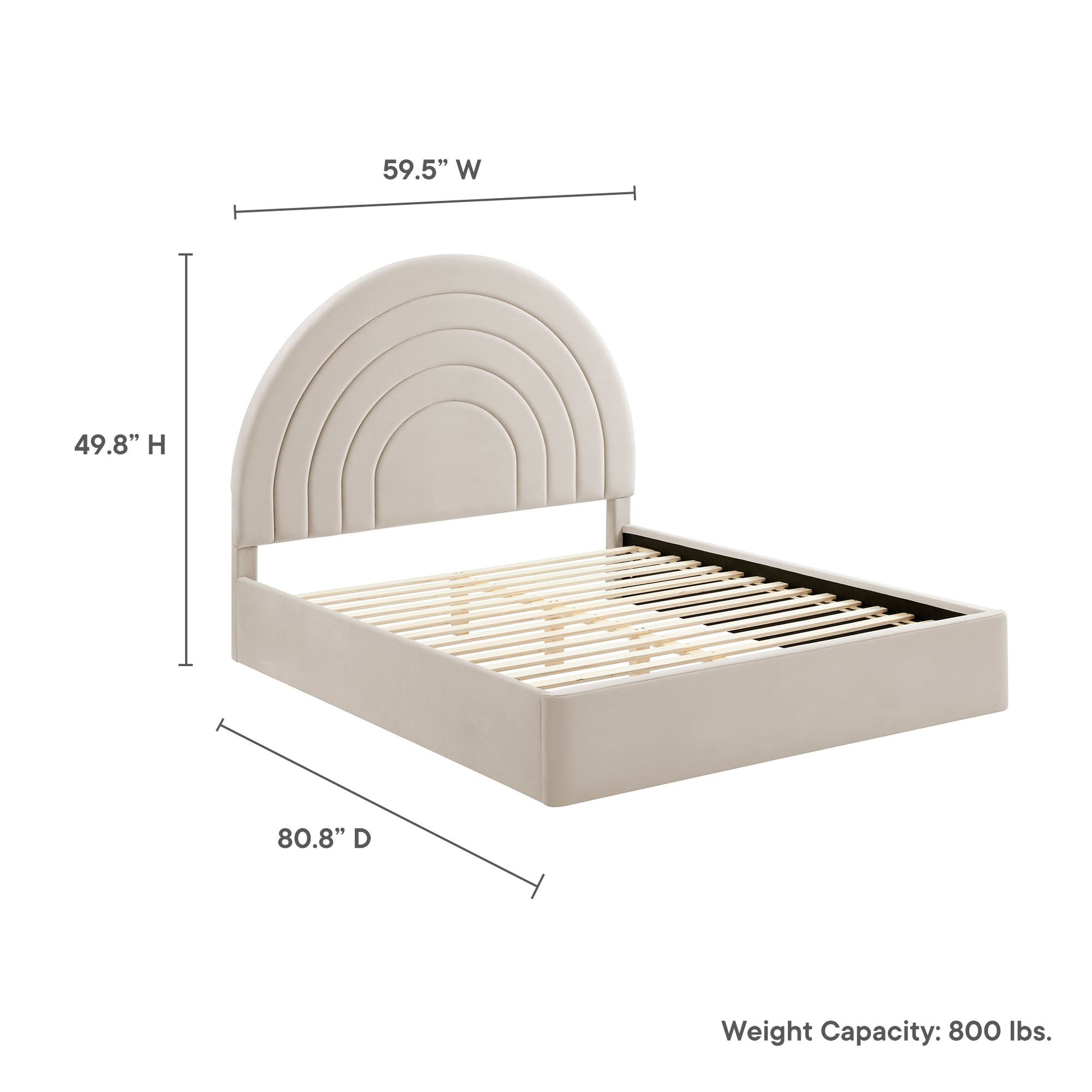 Solana Arched Performance Velvet Full Platform Bed - Cadet Blue