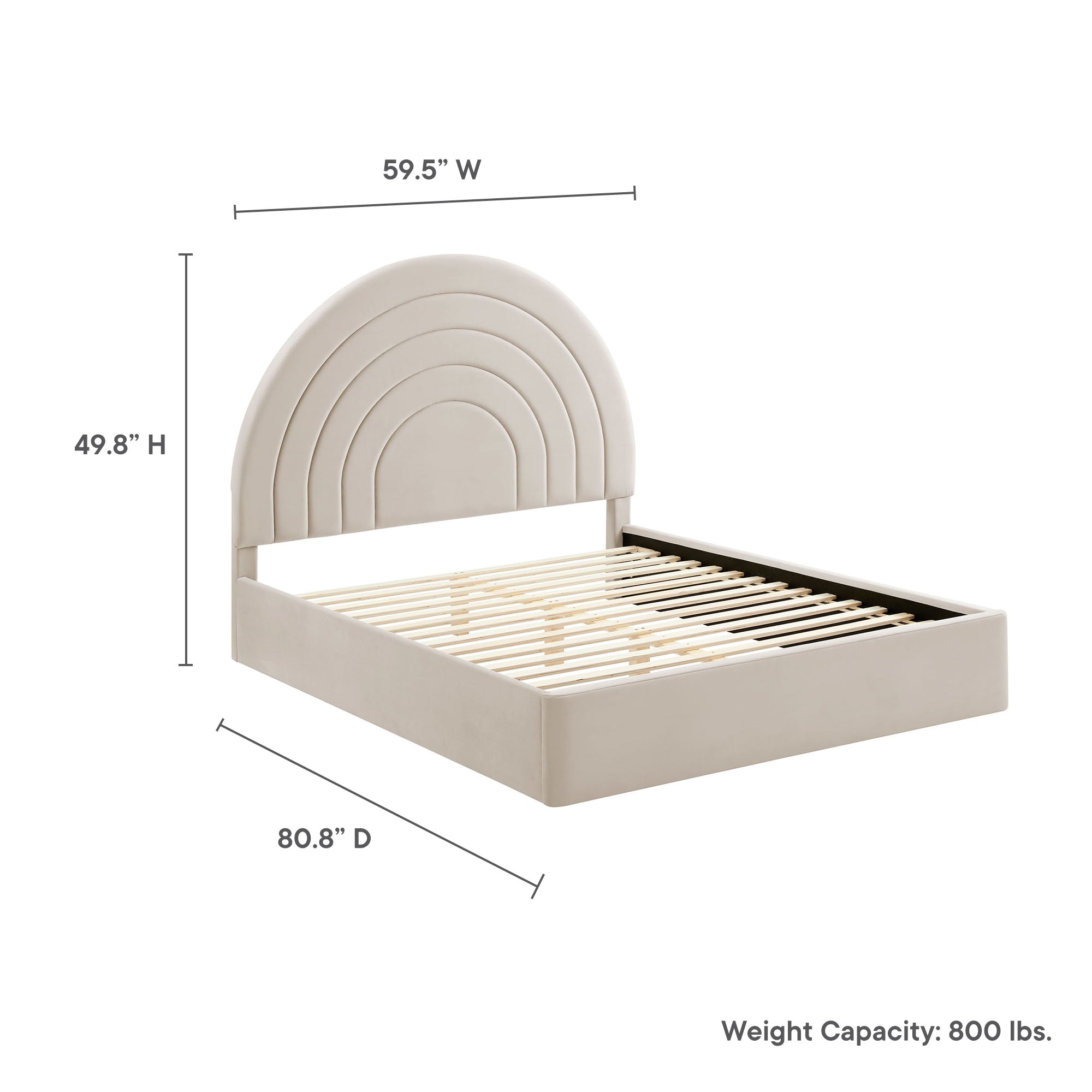 Solana Arched Performance Velvet Full Platform Bed - Cadet Blue