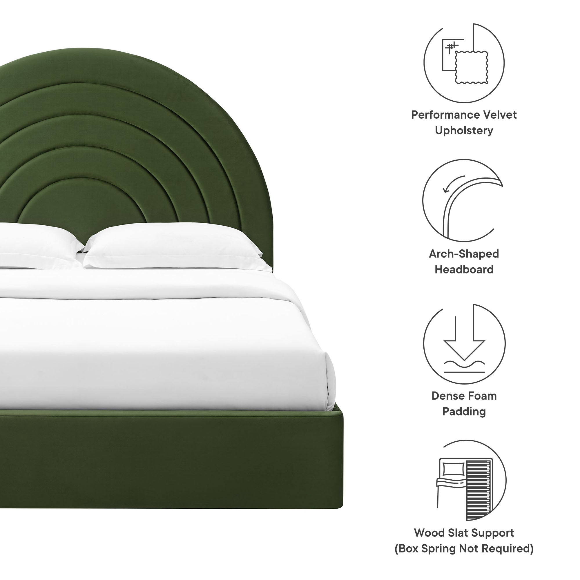 Solana Arched Performance Velvet Full Platform Bed