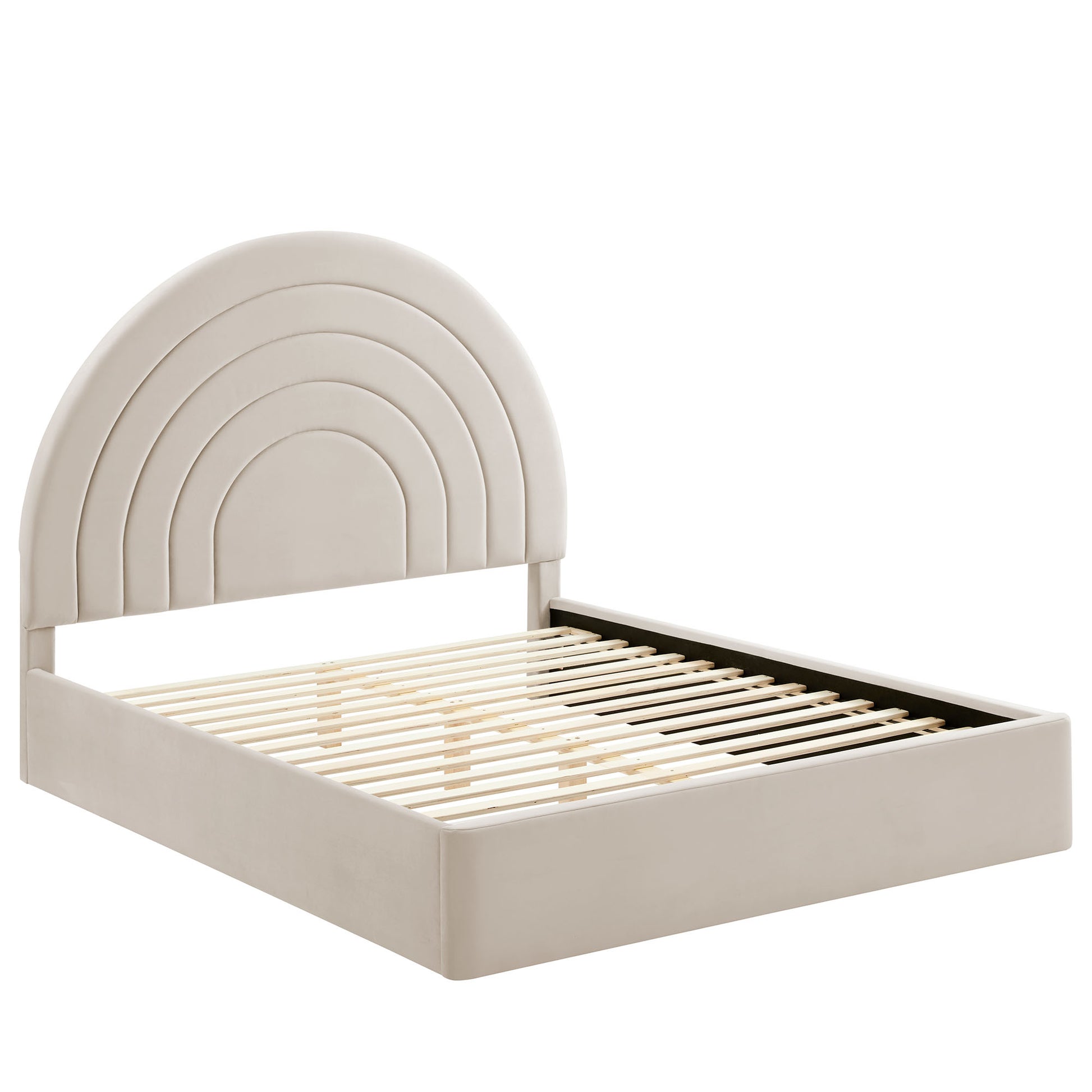 Solana Arched Performance Velvet Platform Bed - Mulberry