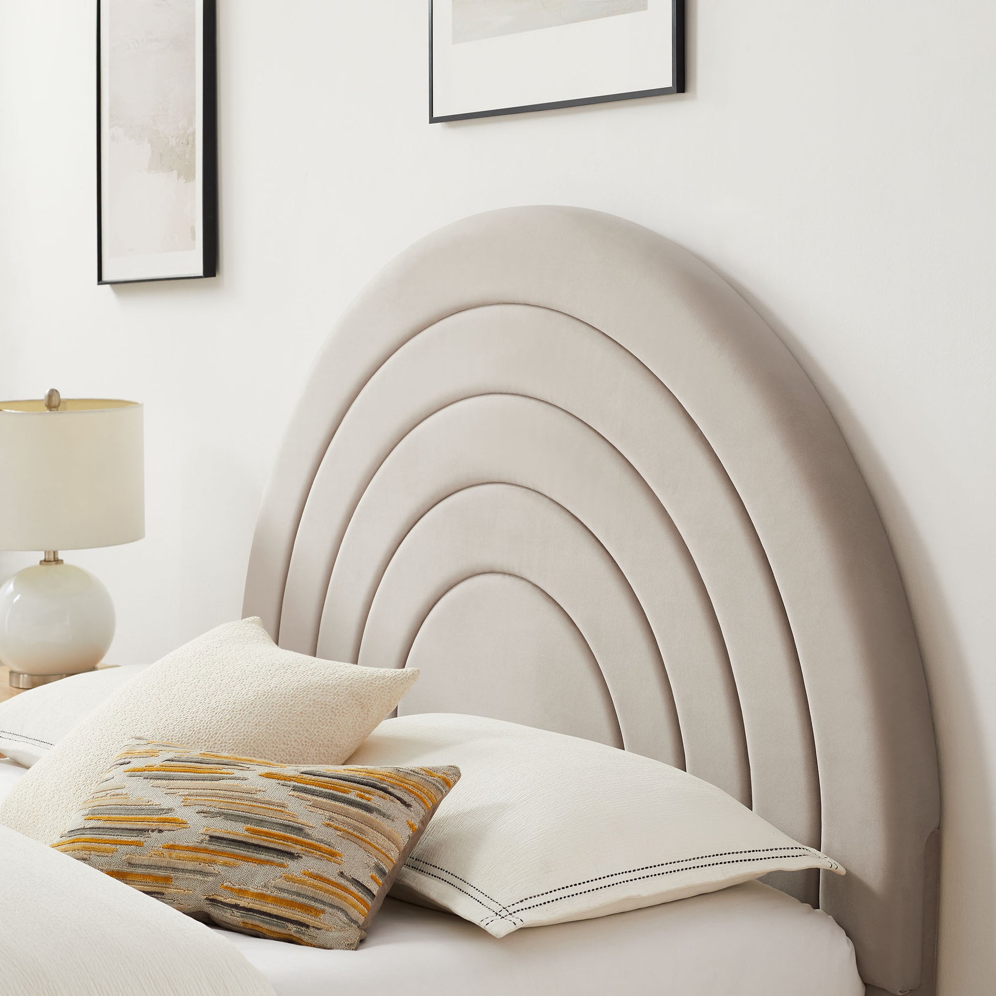 Solana Arched Performance Velvet Platform Bed