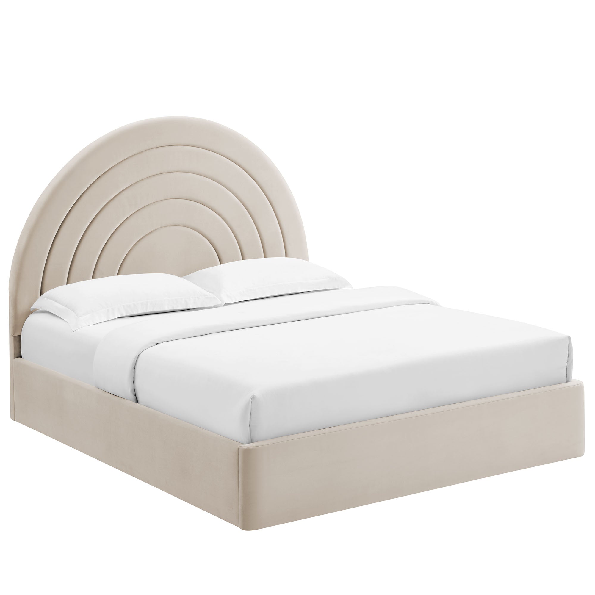 Solana Arched Performance Velvet King Platform Bed - Almond