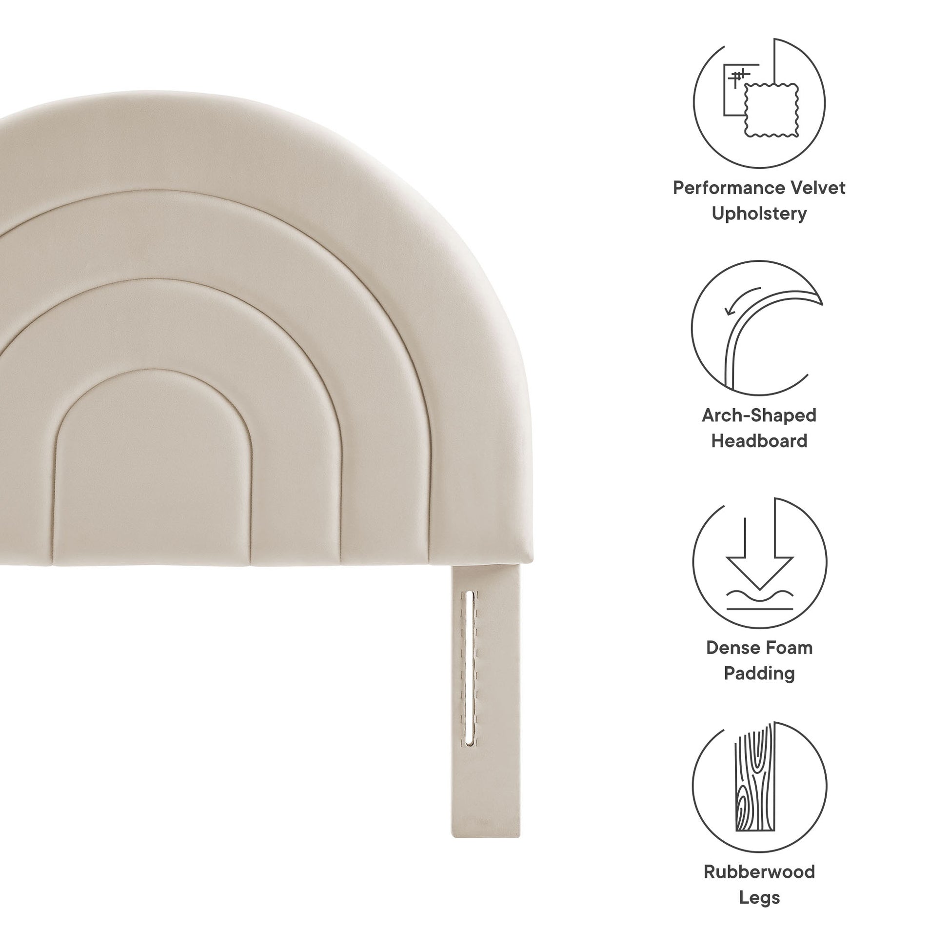 Solana Arched Performance Velvet Headboard - Moss Green