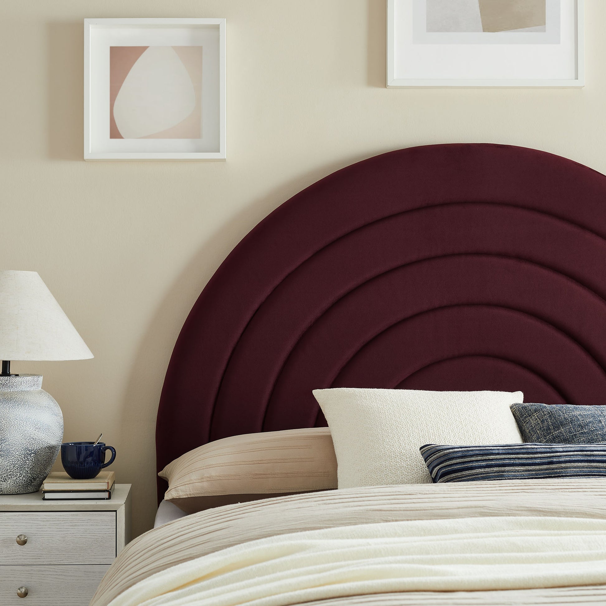 Solana Arched Performance Velvet Full Headboard