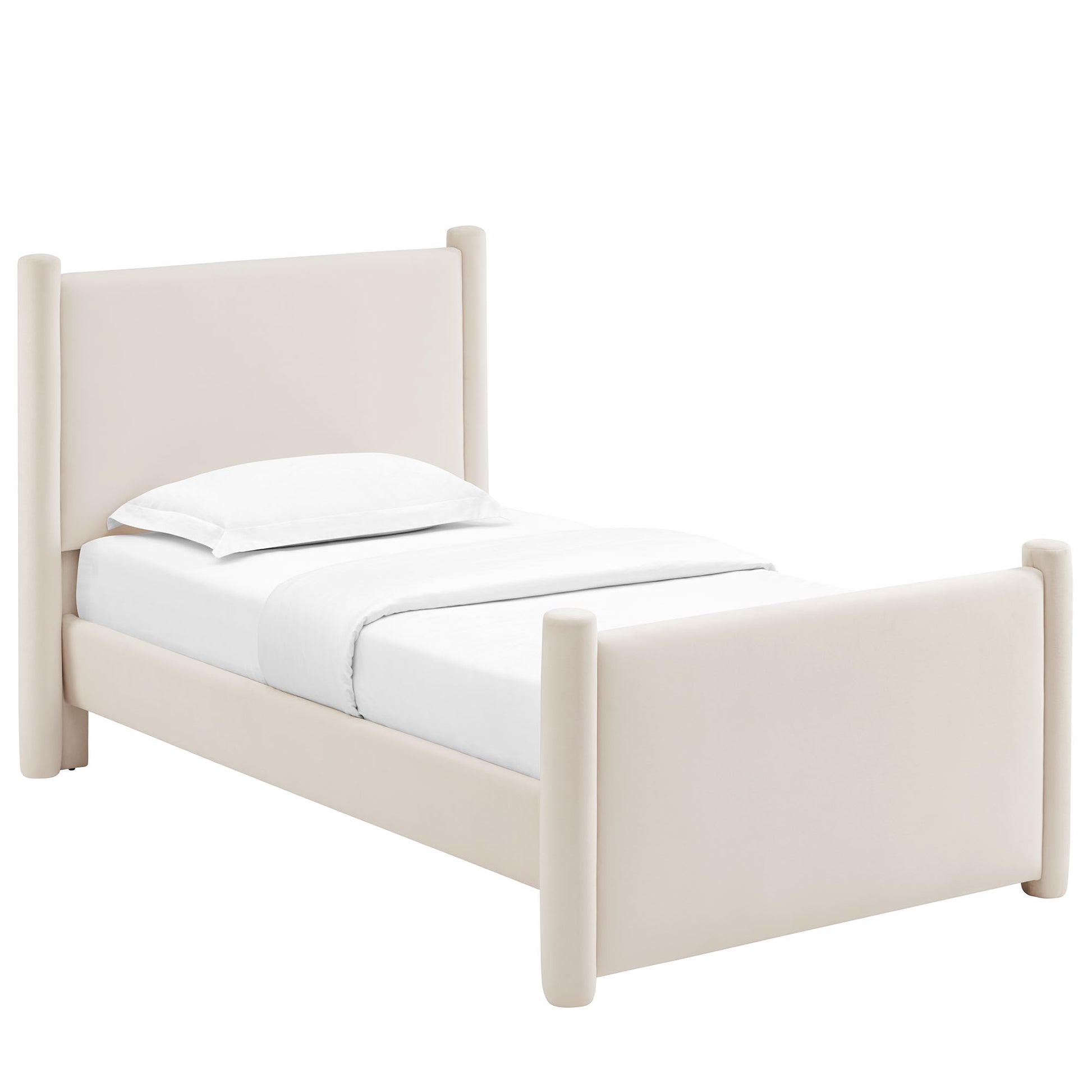 Rael Performance Velvet Platform Bed - Alabaster