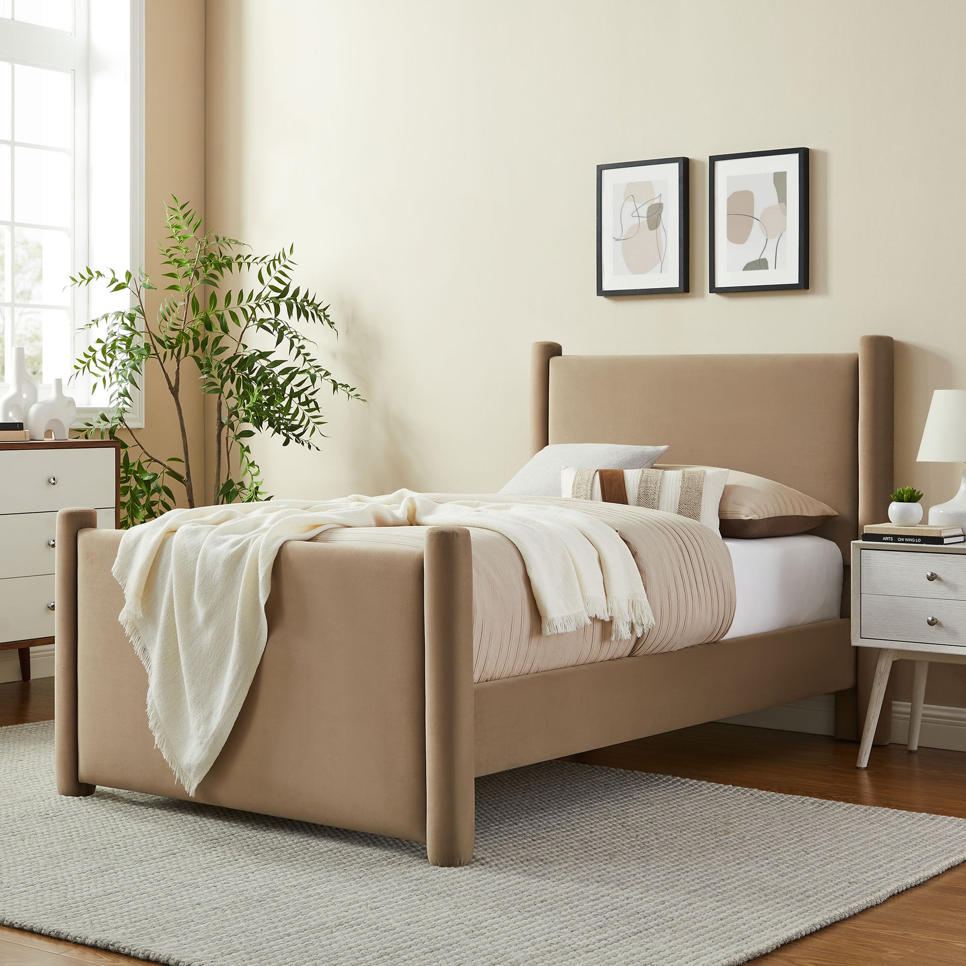 Rael Performance Velvet Platform Bed
