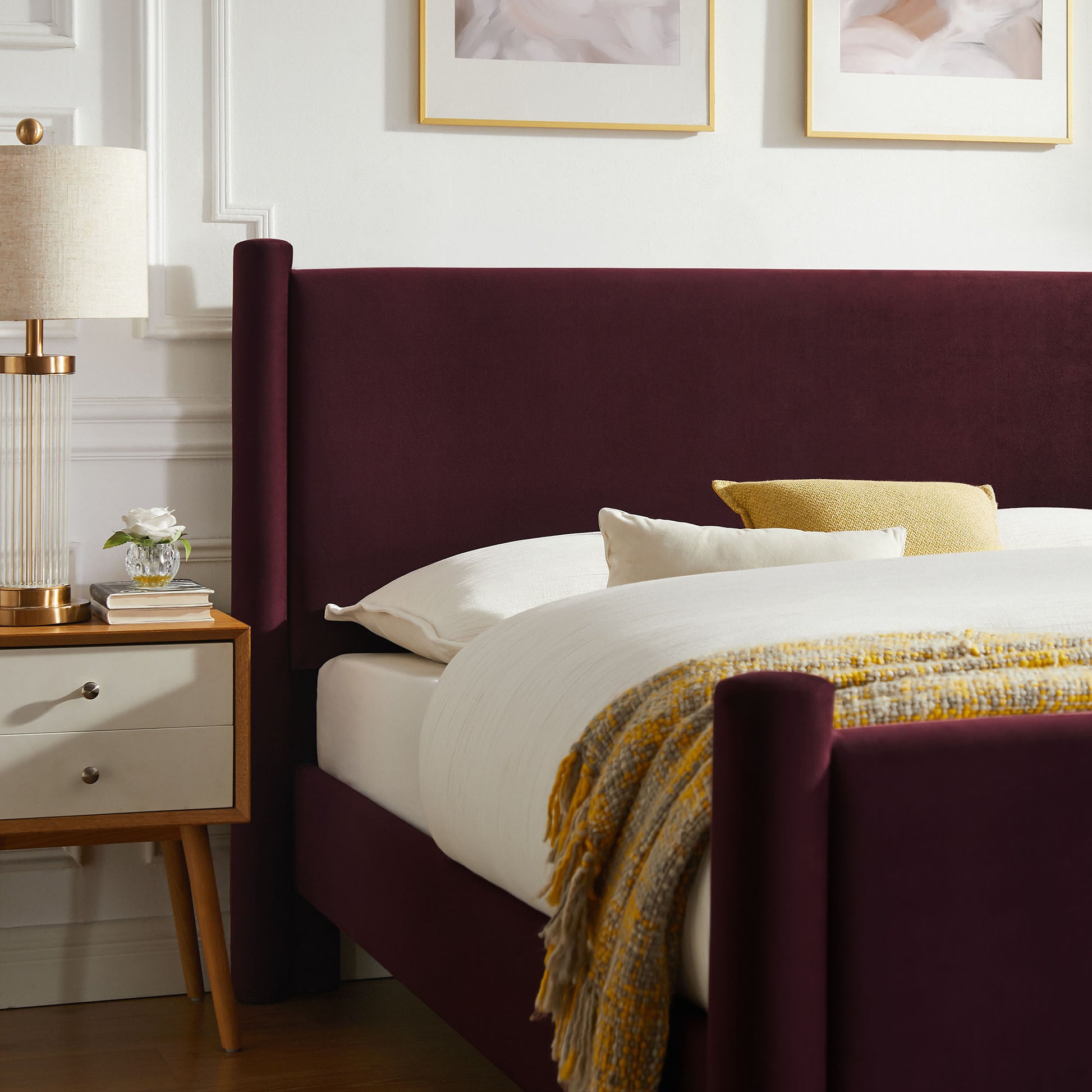 Rael Performance Velvet Full Platform Bed