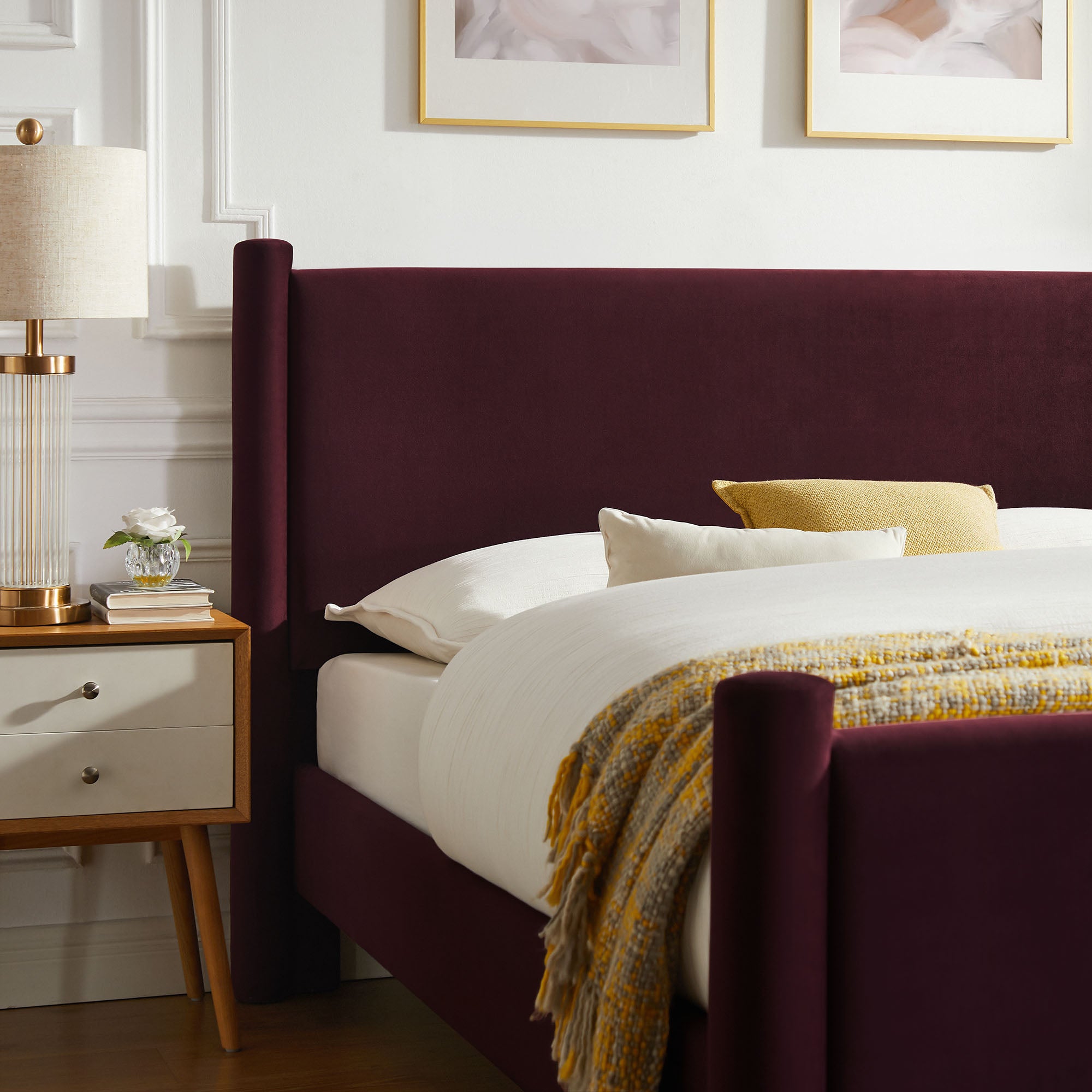 Rael Performance Velvet Full Platform Bed