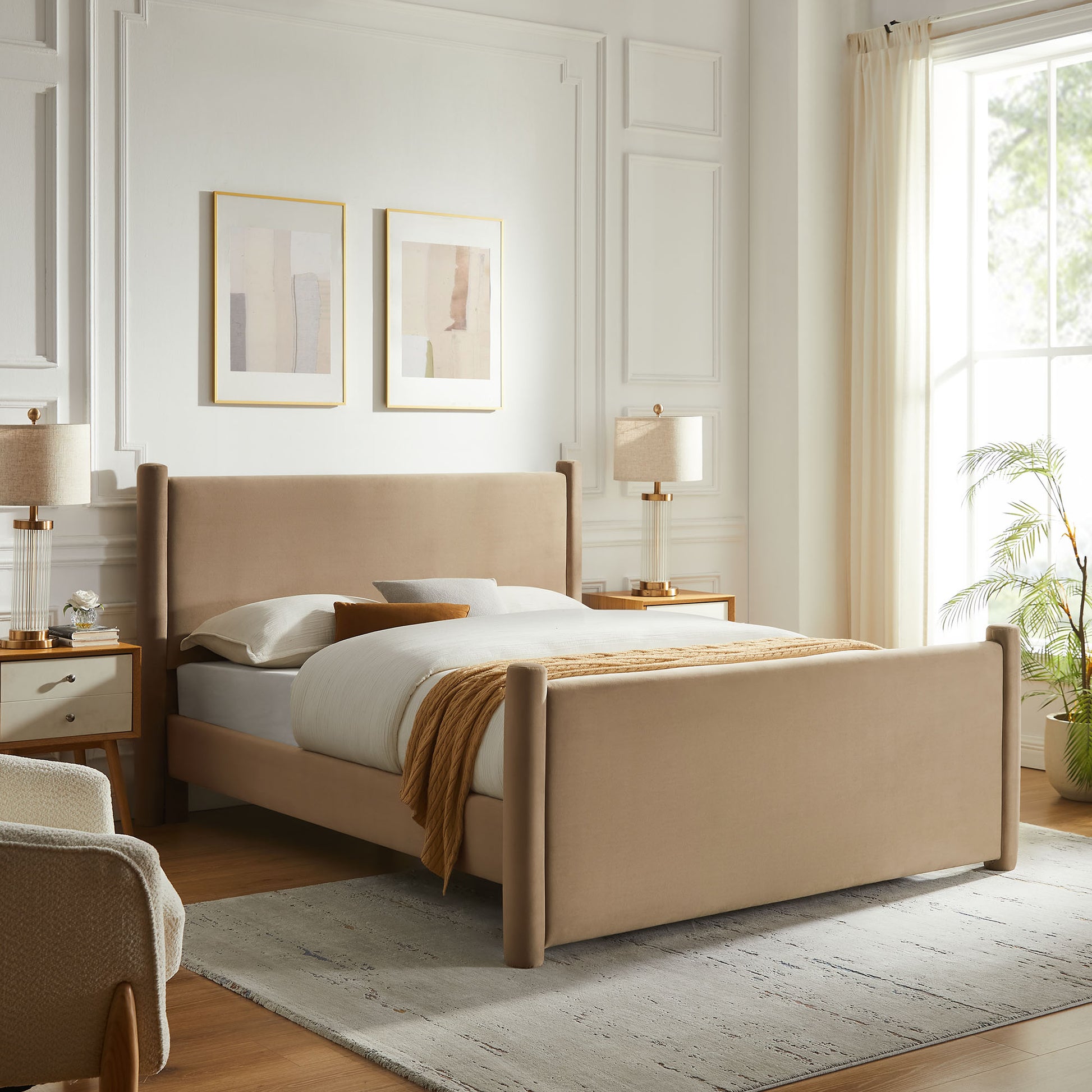 Rael Performance Velvet Full Platform Bed