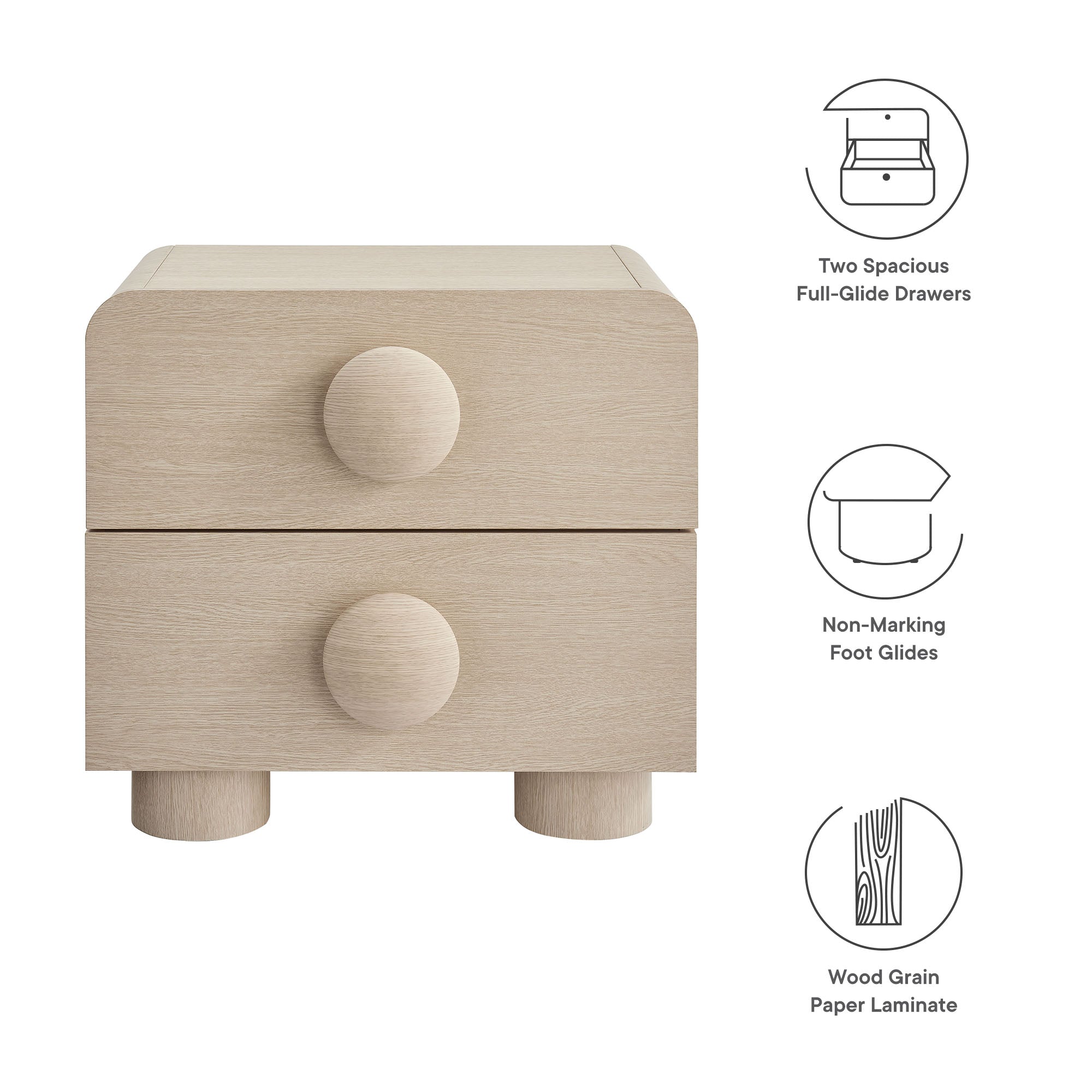 Sonnet 2-Drawer Nightstand - Black