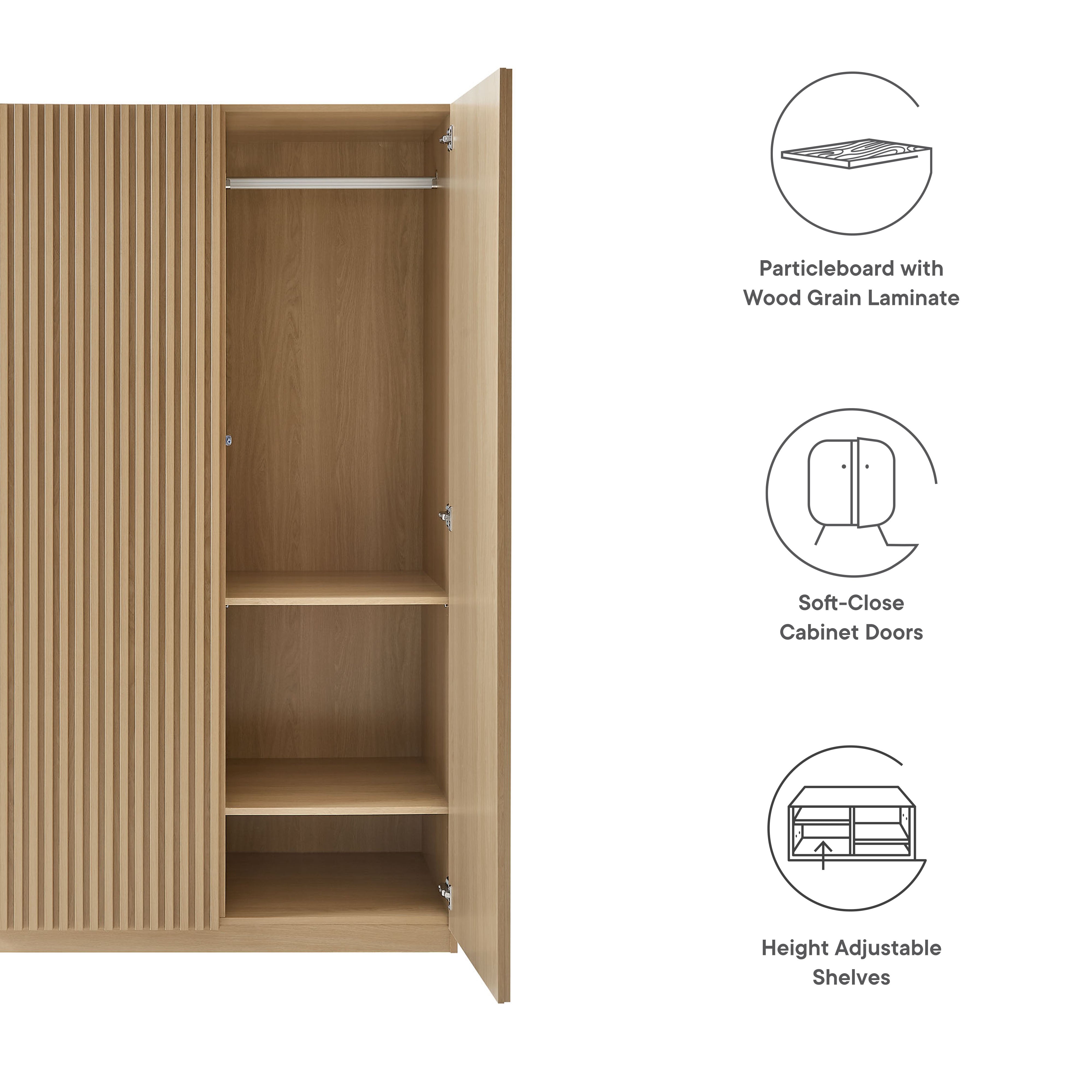 Render 2-Door Wardrobe Closet - Walnut