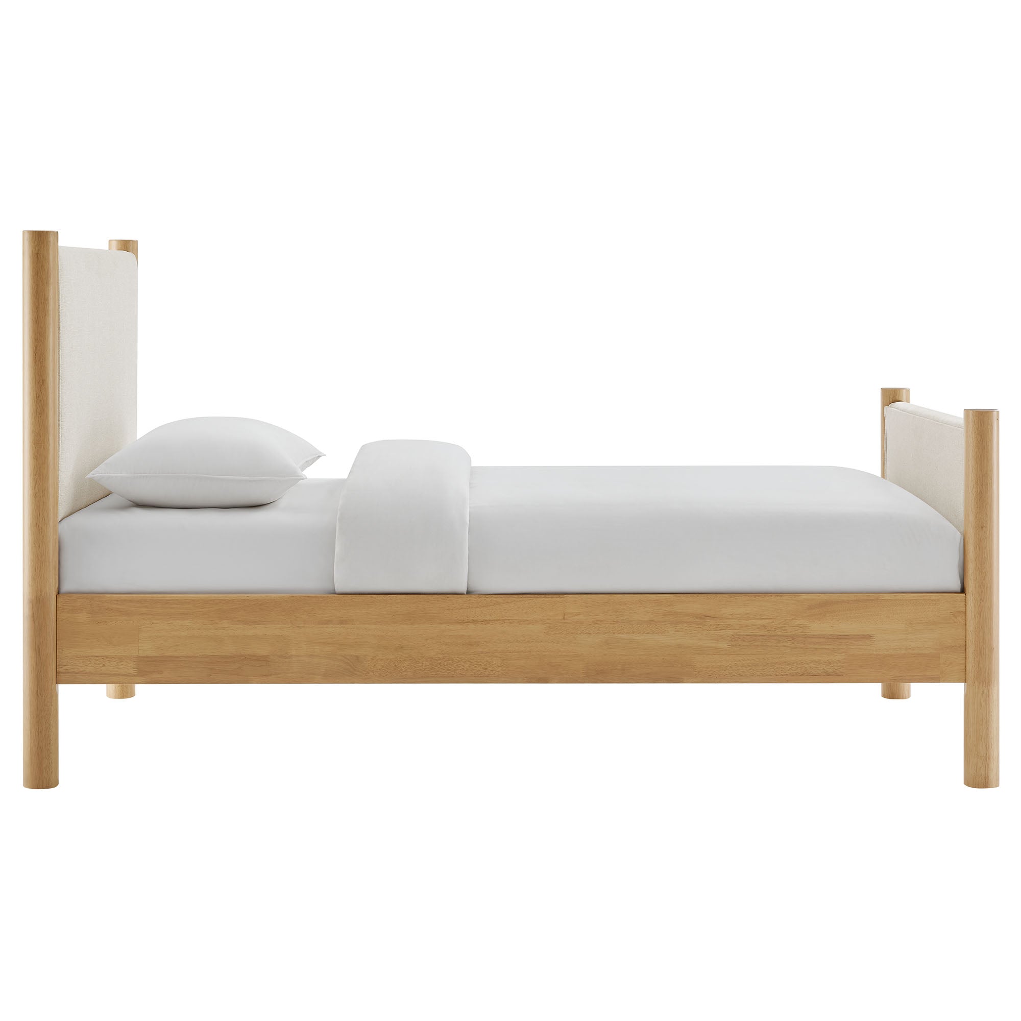 Maven Twin Size Fabric Upholstered Platform Bed - Wheat Walnut