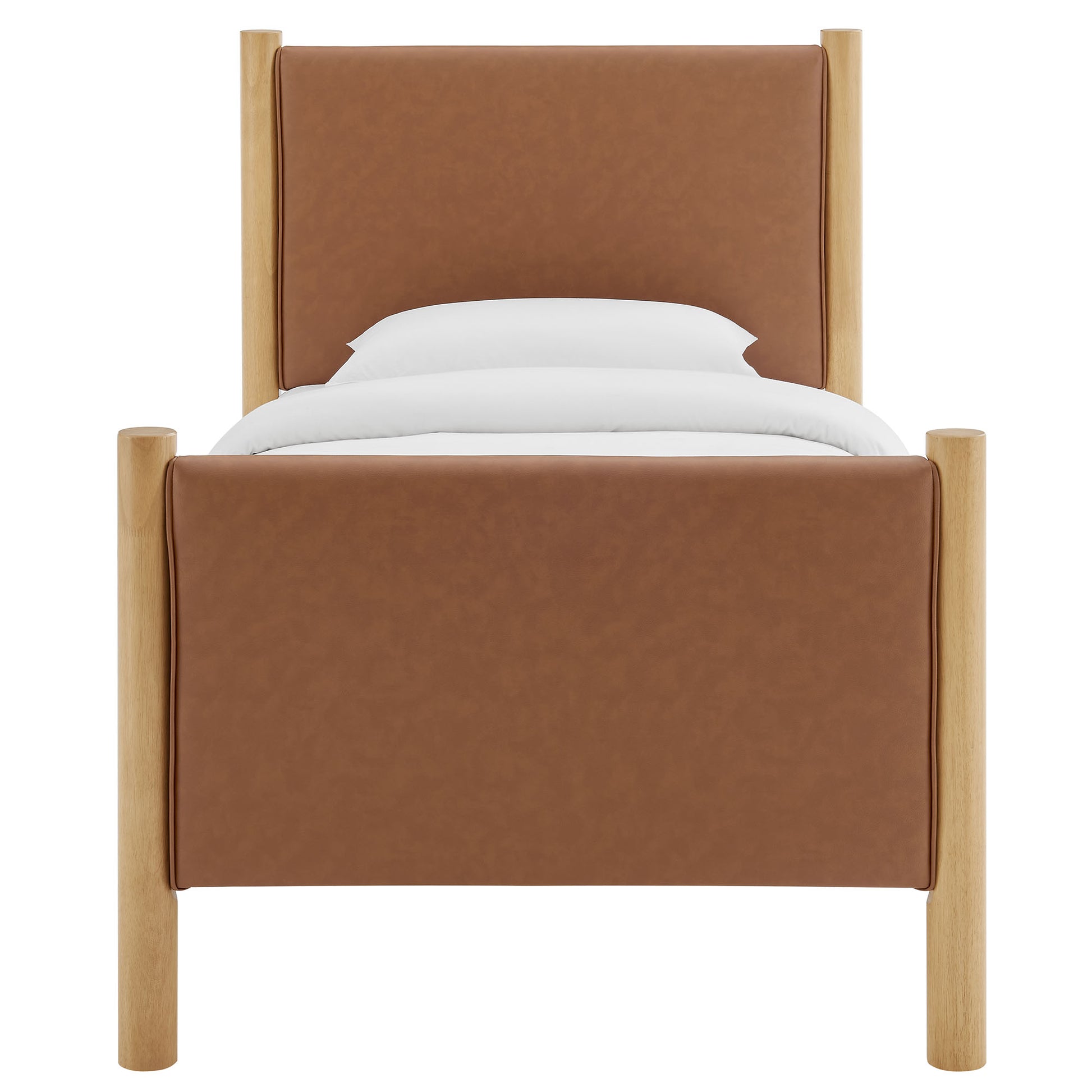 Maven Twin Size Vegan Leather Upholstered Platform Bed