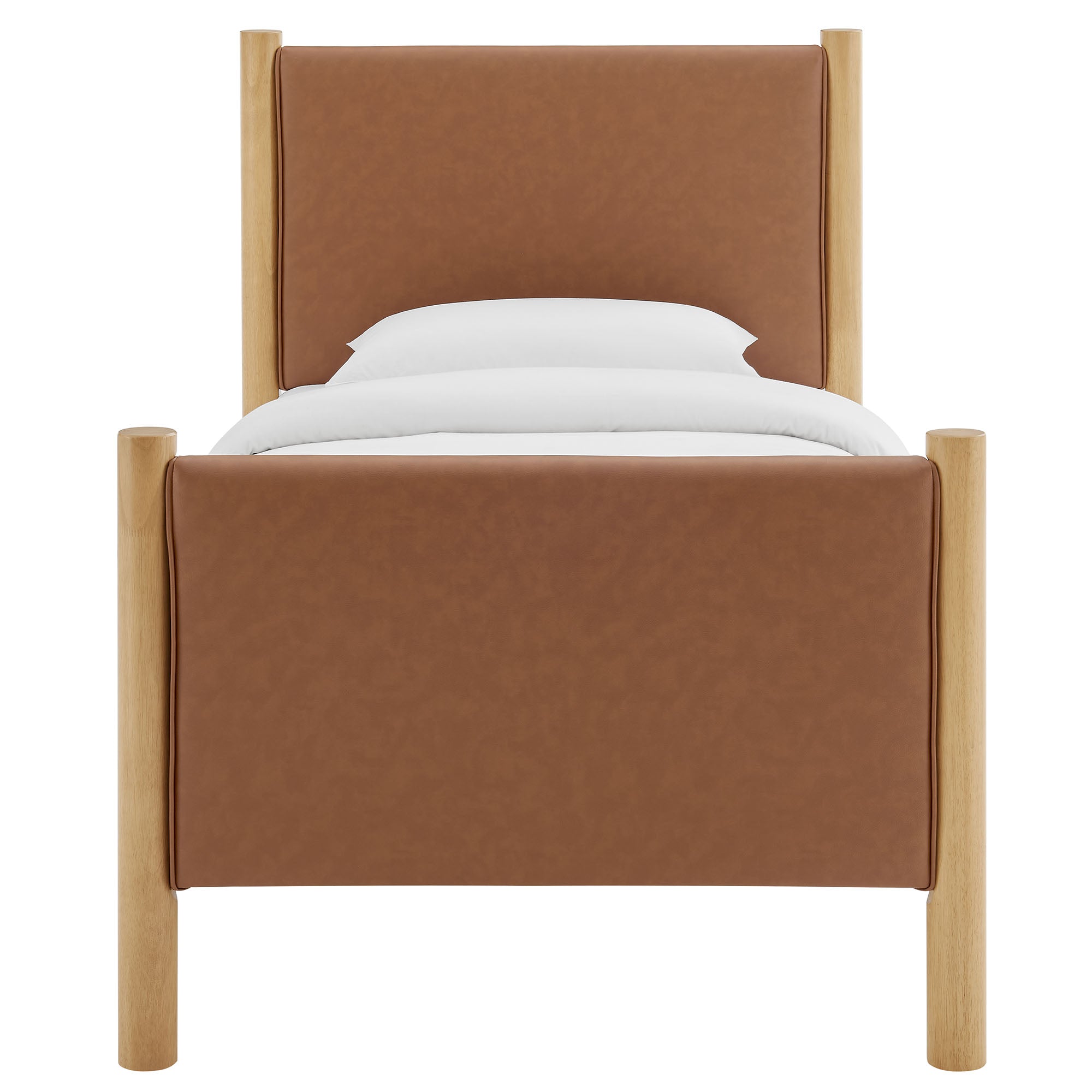Maven Twin Size Vegan Leather Upholstered Platform Bed